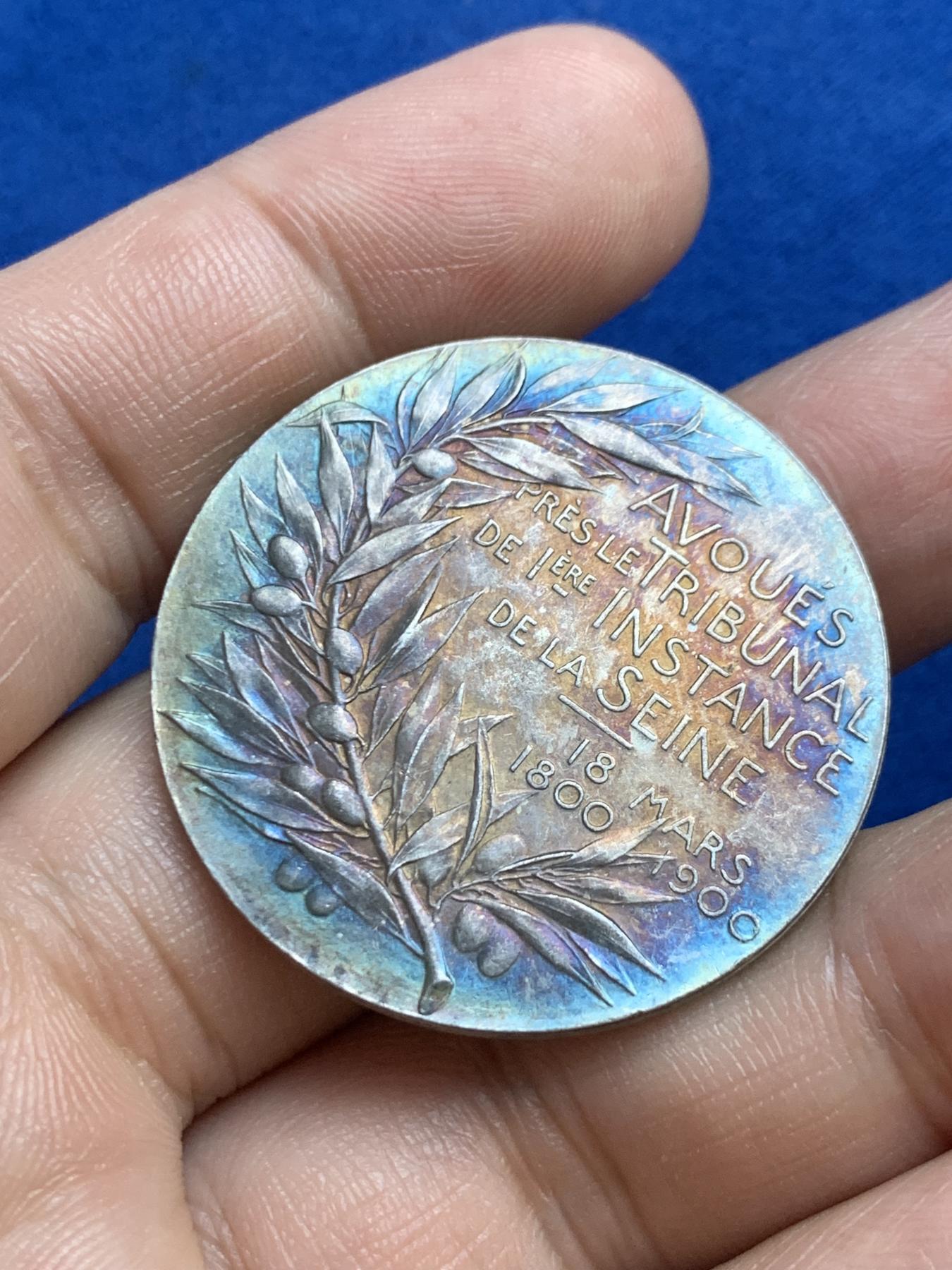 《竞宝斋》第271场-八角与章专场 周日，周一，周二  3场连拍 （全场包邮） 法国银章，塞纳河一审法庭，19.48g，36.3mm，丰饶角边铭