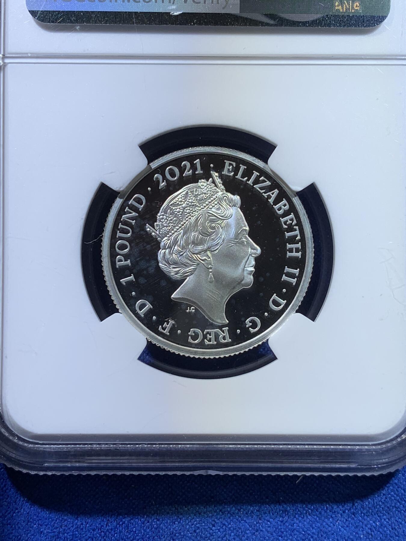 《竞宝斋》第269场- 周日，周一，周二  3场连拍 （全场包邮） NGC PF67UC 英国2021年爱丽丝奇遇记1镑精制银币