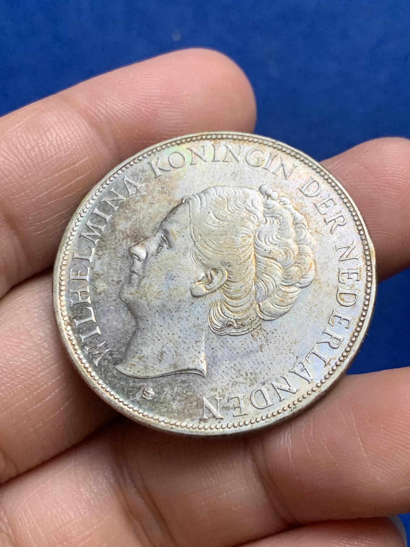 《竞宝斋》第269场- 周日，周一，周二  3场连拍 （全场包邮） 1931年 荷兰 威廉敏娜 2.5盾 银币 原味包浆