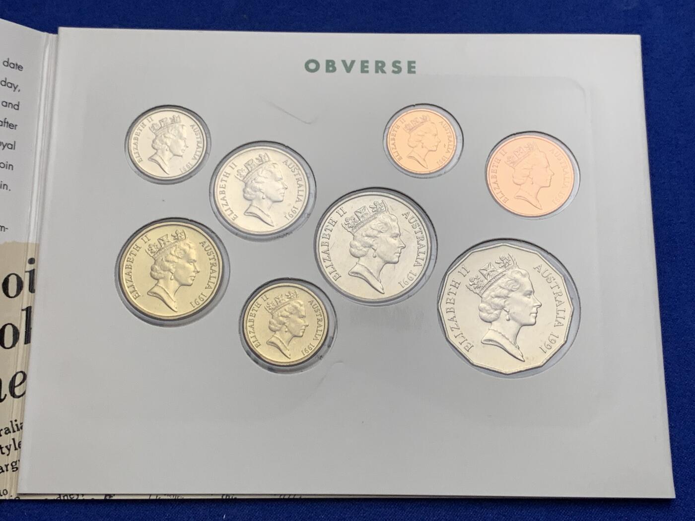 《竞宝斋》第269场- 周日，周一，周二  3场连拍 （全场包邮） 1991年澳大利亚皇家造币厂官方套币 带50分流通纪念币1枚