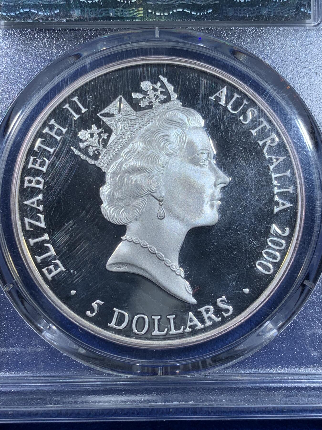 《竞宝斋》第269场- 周日，周一，周二  3场连拍 （全场包邮） PCGS PR69DCAM 澳大利亚 2000年悉尼奥运会5元彩色精制银币 澳大利亚地图