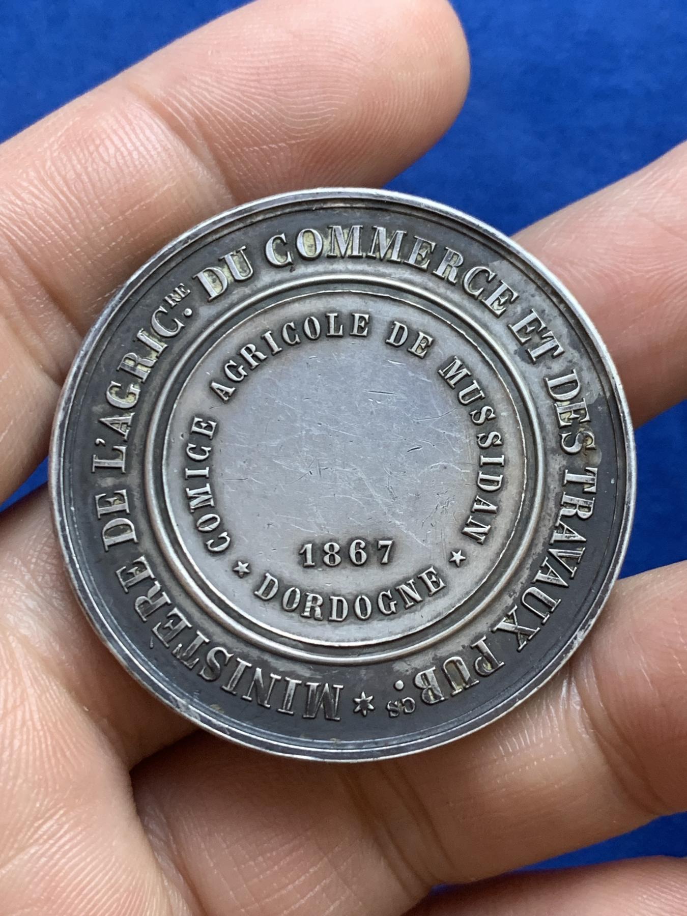 《竞宝斋》第271场-八角与章专场 周日，周一，周二  3场连拍 （全场包邮） 法国穆西丹农业部银章，36.39g，41.3mm，蜜蜂边铭