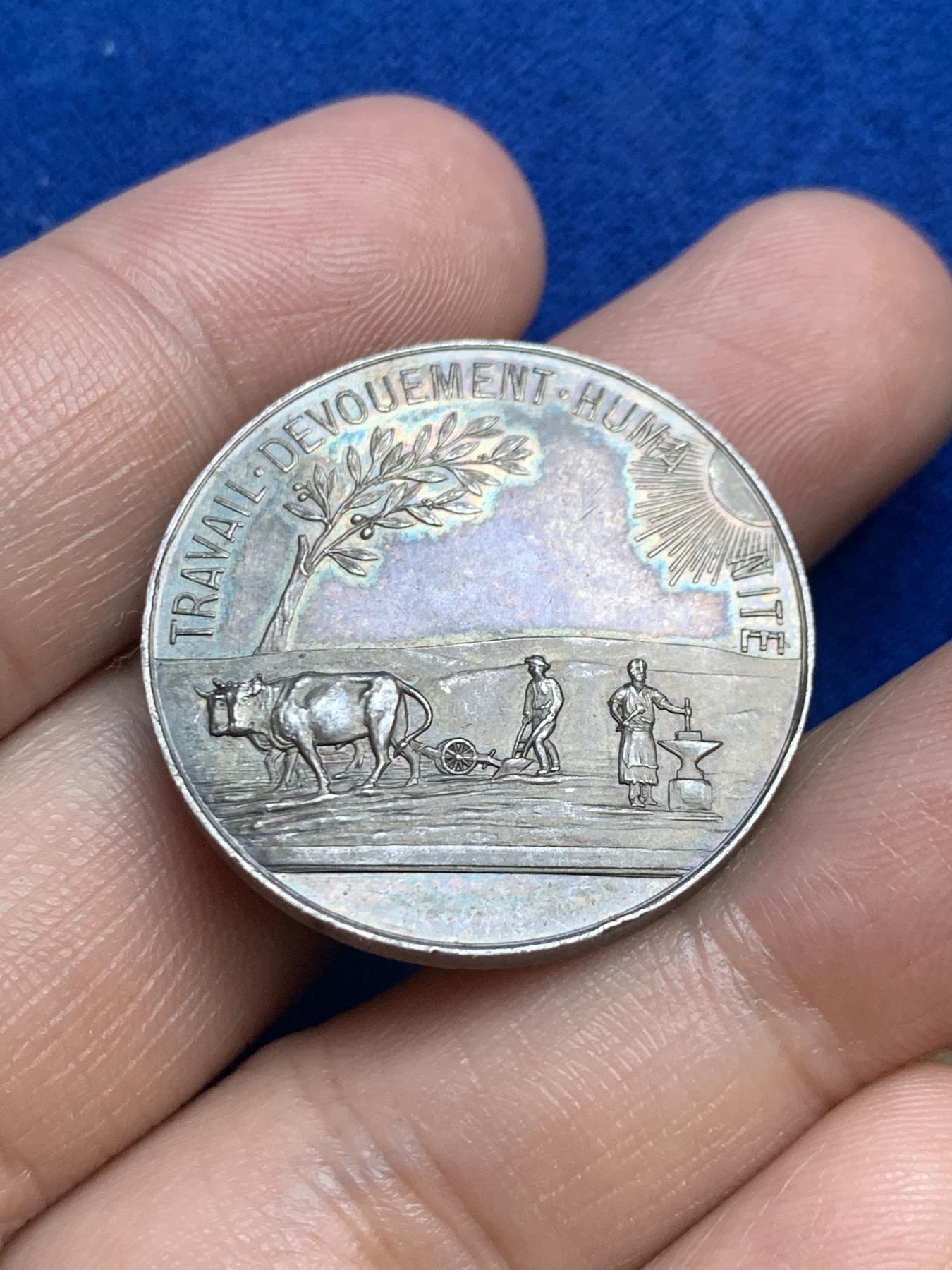 《竞宝斋》第271场-八角与章专场 周日，周一，周二  3场连拍 （全场包邮） 法国银质jeton，先见之明保险，14.28g，30.5mm，密涅瓦厂标+950含银标志