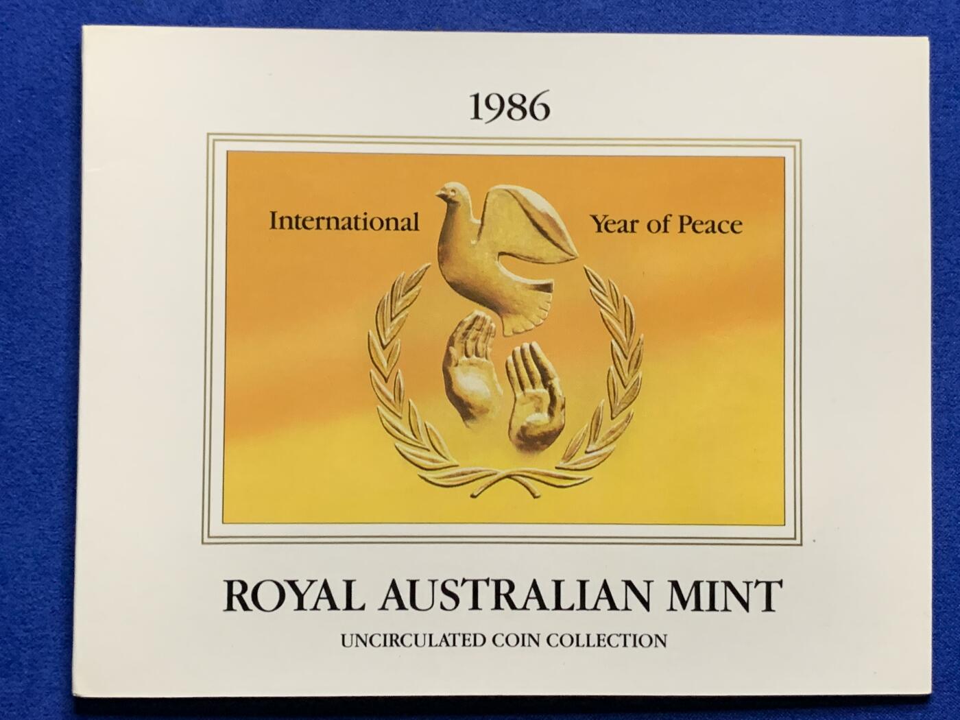 《竞宝斋》第269场- 周日，周一，周二  3场连拍 （全场包邮） 1986年澳大利亚皇家造币厂官方套币 带流通纪念币一枚