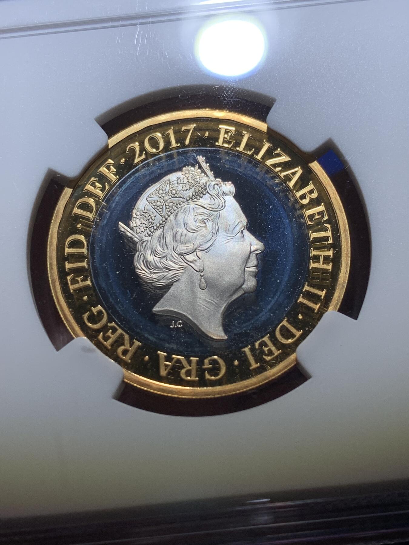 《竞宝斋》第269场- 周日，周一，周二  3场连拍 （全场包邮） NGC PF69UC 2017年 英国简奥斯丁纪念双色镀金银币 获奖币 设计优美