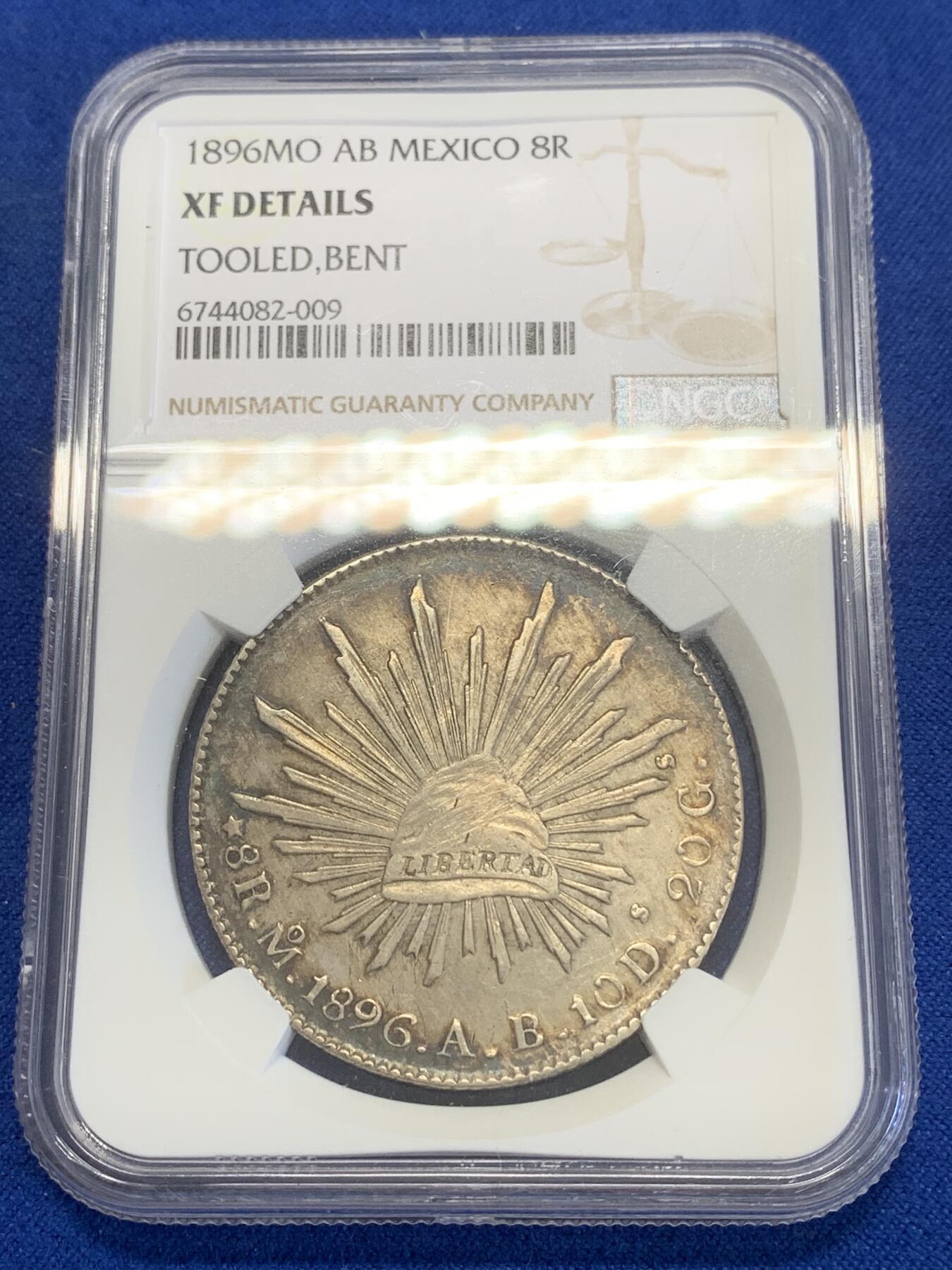 《竞宝斋》第269场- 周日，周一，周二  3场连拍 （全场包邮） NGC XFD 墨西哥 1896MO AB 8R 花边鹰洋 银币