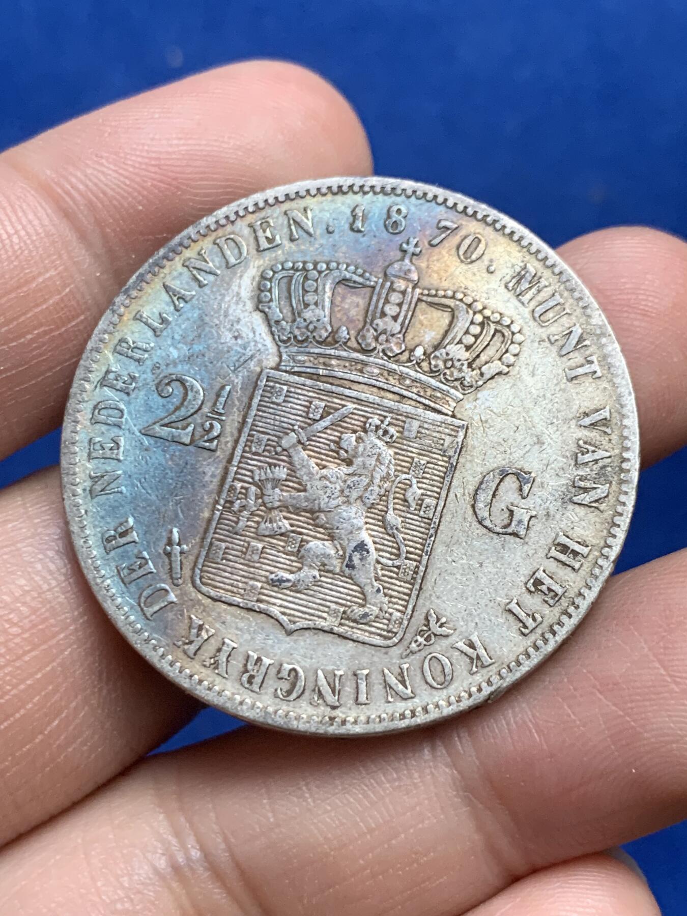 《竞宝斋》第269场- 周日，周一，周二  3场连拍 （全场包邮） 1870年 荷兰 威廉三世2.5盾 银币