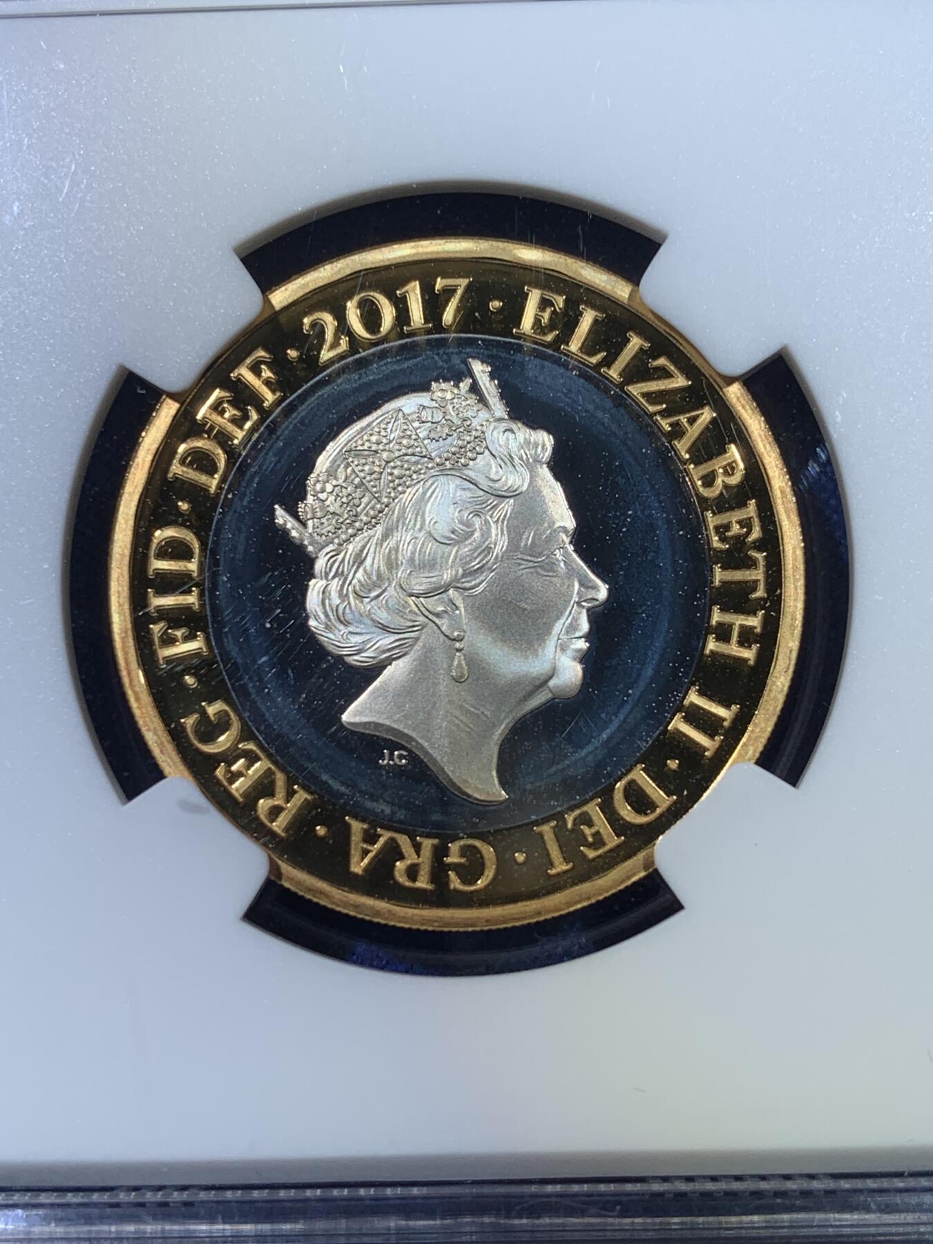 《竞宝斋》第269场- 周日，周一，周二  3场连拍 （全场包邮） NGC PF69UC 2017年 英国简奥斯丁纪念双色镀金银币 获奖币 设计优美