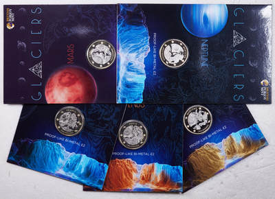 S&S Numismatic世界钱币-拍卖 第96期  - 英属南极洲领地2023年 南极冰川 2英镑双色纪念币官方卡币 5枚全套  发行量1950套