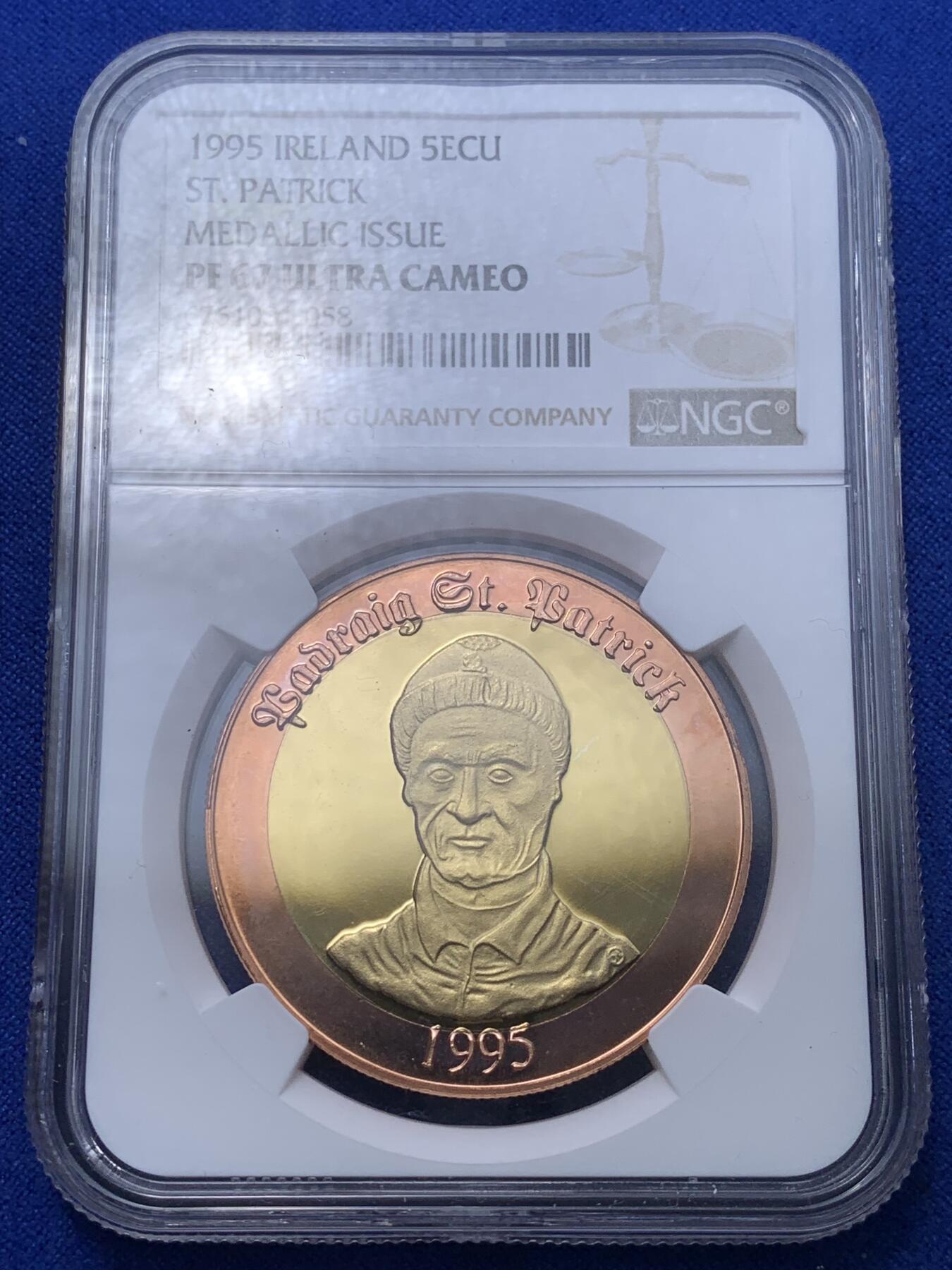 《竞宝斋》第269场- 周日，周一，周二  3场连拍 （全场包邮） NGC PF67UC 爱尔兰1995年圣帕特里克5欧元双金属精制币 唯一亚军分 更高分仅一枚