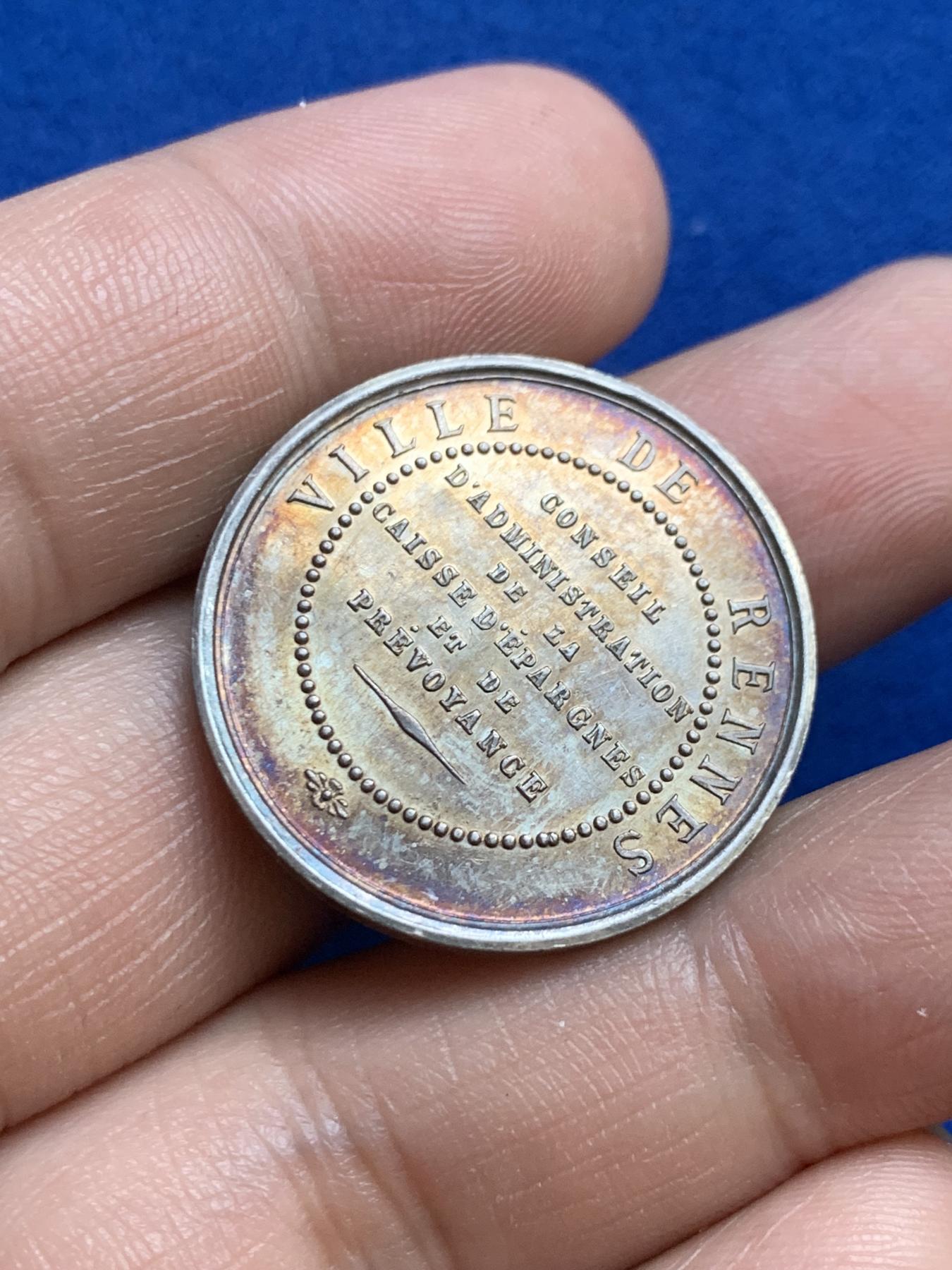 《竞宝斋》第271场-八角与章专场 周日，周一，周二  3场连拍 （全场包邮） 法国银质jeton，布列塔尼雷恩储蓄银行，9.66g，27.8mm，丰饶角边铭