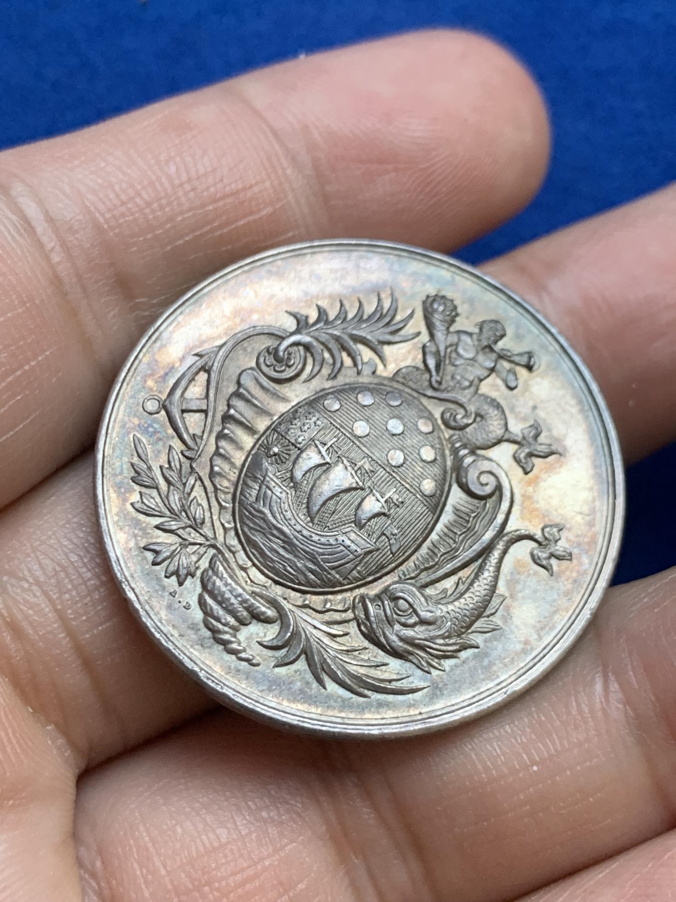 《竞宝斋》第271场-八角与章专场 周日，周一，周二  3场连拍 （全场包邮） 法国银章，洛里昂储蓄银行，15.11g，33.7mm，丰饶角边铭