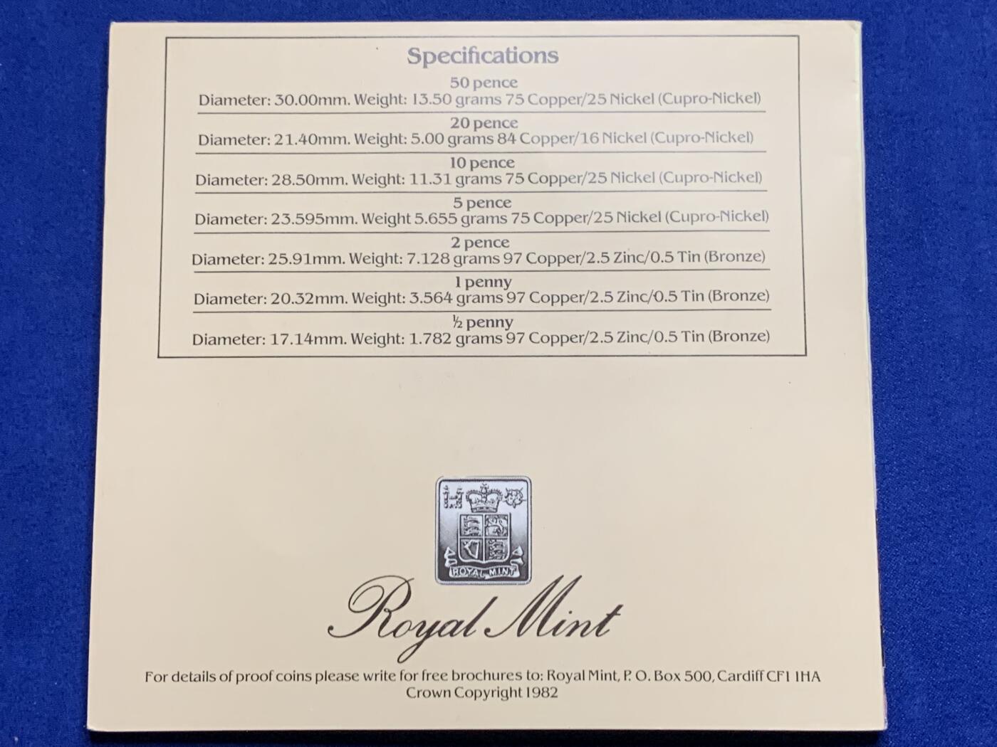 《竞宝斋》第269场- 周日，周一，周二  3场连拍 （全场包邮） 英国1982年硬币套装 7枚装 20便士首发年份 青年女王头像