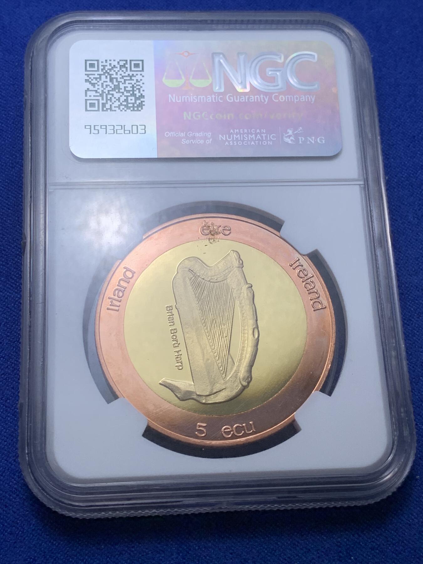 《竞宝斋》第269场- 周日，周一，周二  3场连拍 （全场包邮） NGC PF67UC 爱尔兰1995年圣帕特里克5欧元双金属精制币 唯一亚军分 更高分仅一枚