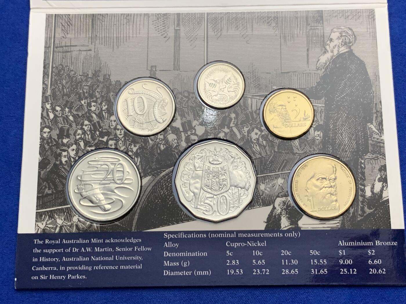 《竞宝斋》第269场- 周日，周一，周二  3场连拍 （全场包邮） 1996年澳大利亚皇家造币厂官方套币 带1元流通记念币