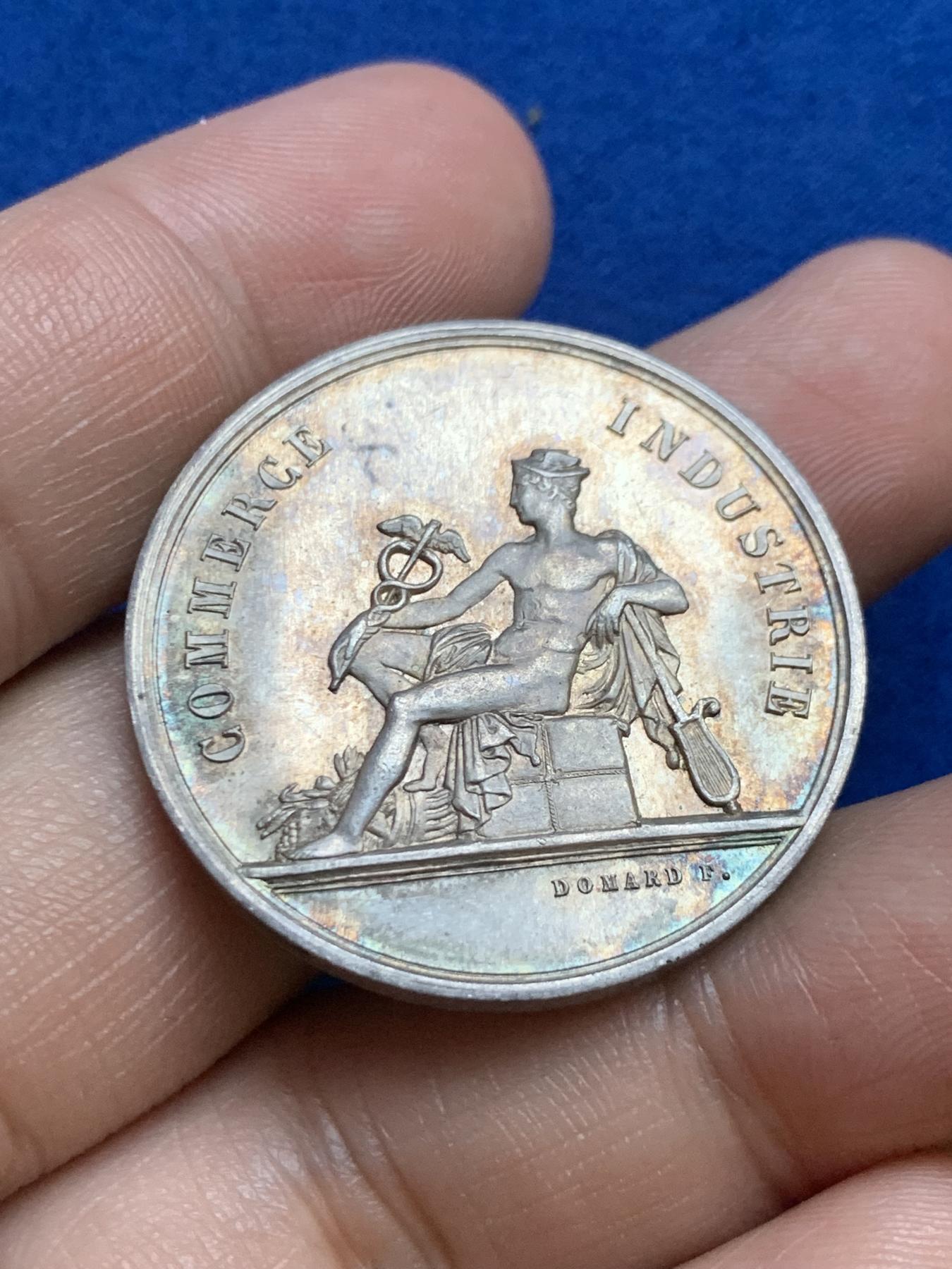 《竞宝斋》第271场-八角与章专场 周日，周一，周二  3场连拍 （全场包邮） 法国银章，昂热工业法庭，15.78g，33.8mm，丰饶角边铭