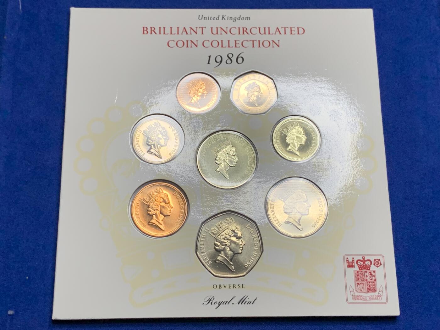 《竞宝斋》第269场- 周日，周一，周二  3场连拍 （全场包邮） 英国1986年8枚装硬币套装 含英联邦运动会2英镑 性价比最高的年份之一