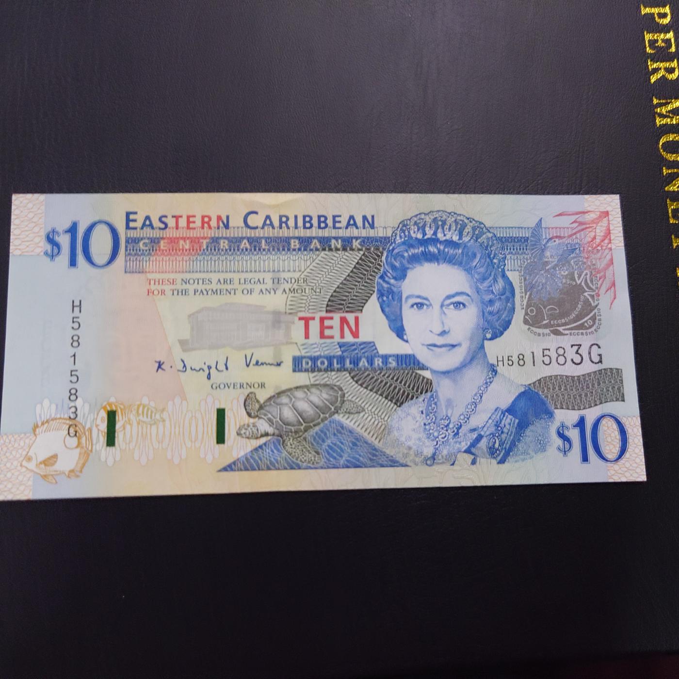 【世界钱币】精选微拍第106期暨2024年第17期  评级裸钞杂烩场 东加勒比10元 格林内达 全新绝品无47尾号583