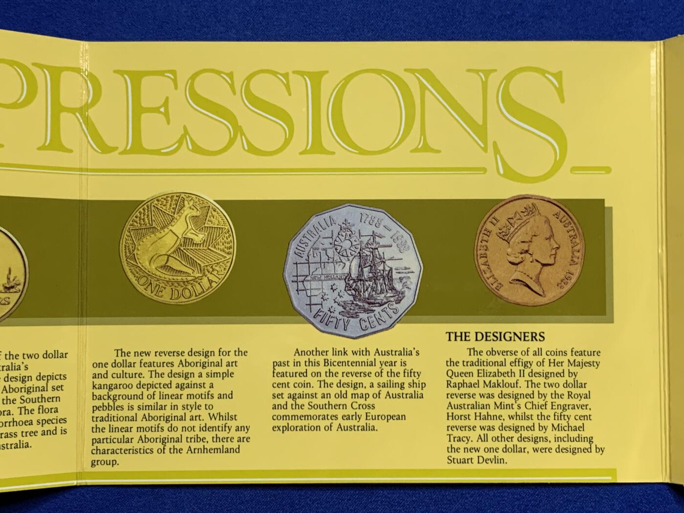 《竞宝斋》第269场- 周日，周一，周二  3场连拍 （全场包邮） 1988年澳大利亚皇家造币厂官方套币 带50分 1元流通纪念币2枚