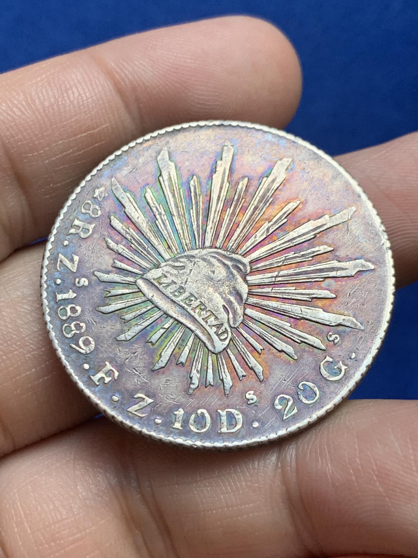 《竞宝斋》第269场- 周日，周一，周二  3场连拍 （全场包邮） 墨西哥1889年花边鹰洋8R银币