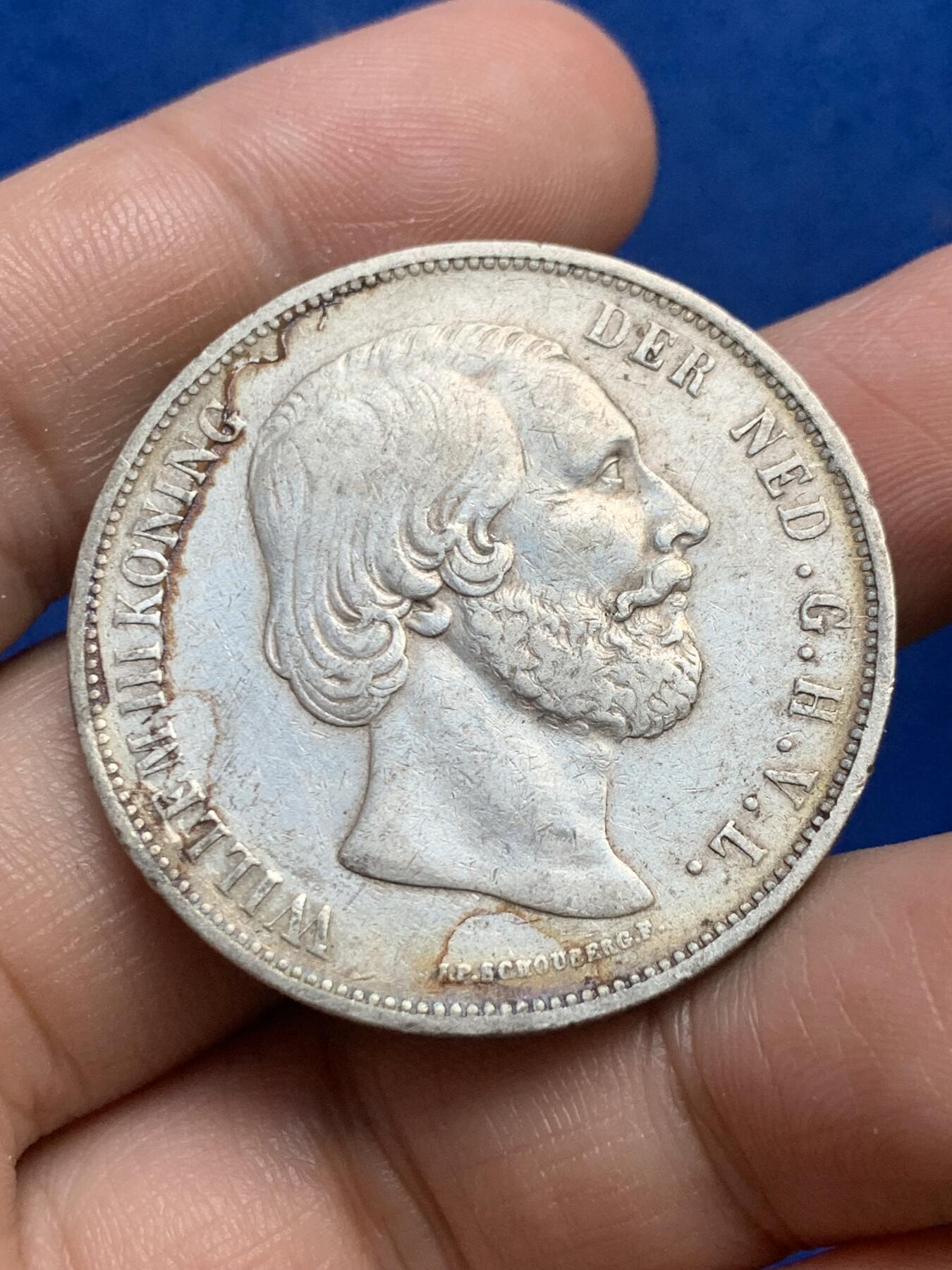 《竞宝斋》第269场- 周日，周一，周二  3场连拍 （全场包邮） 1870年 荷兰 威廉三世2.5盾 银币