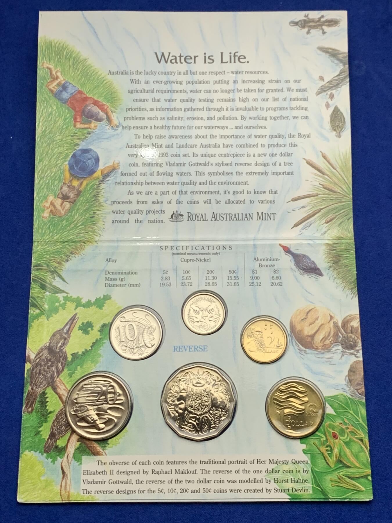 《竞宝斋》第269场- 周日，周一，周二  3场连拍 （全场包邮） 1993年澳大利亚皇家造币厂官方套币 带1元流通纪念币