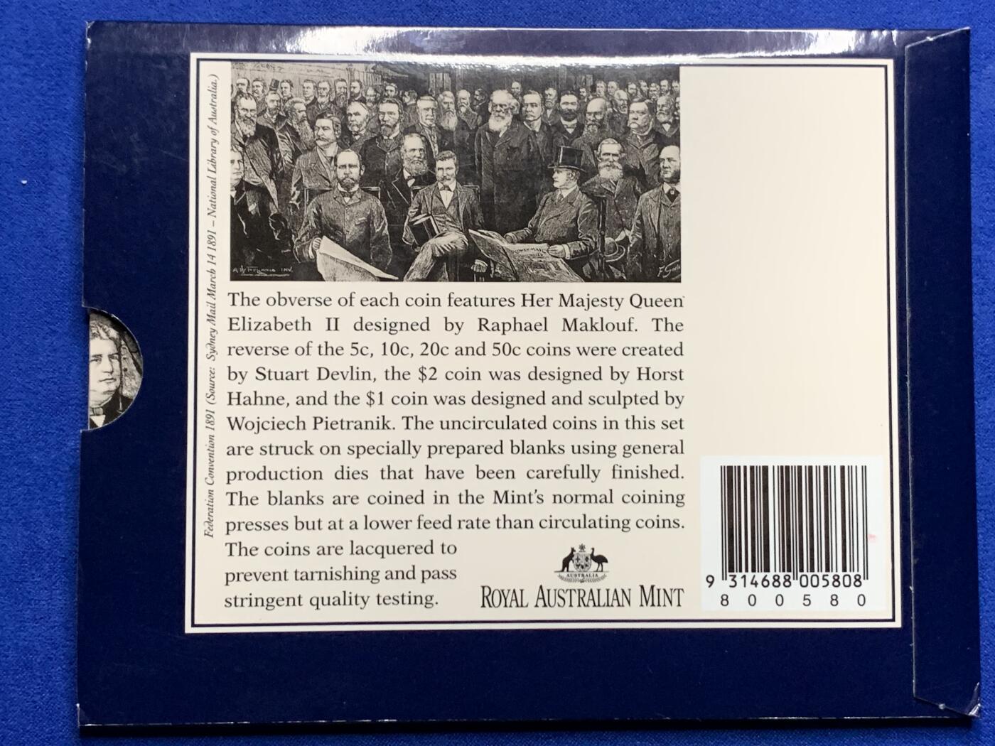 《竞宝斋》第269场- 周日，周一，周二  3场连拍 （全场包邮） 1996年澳大利亚皇家造币厂官方套币 带1元流通记念币
