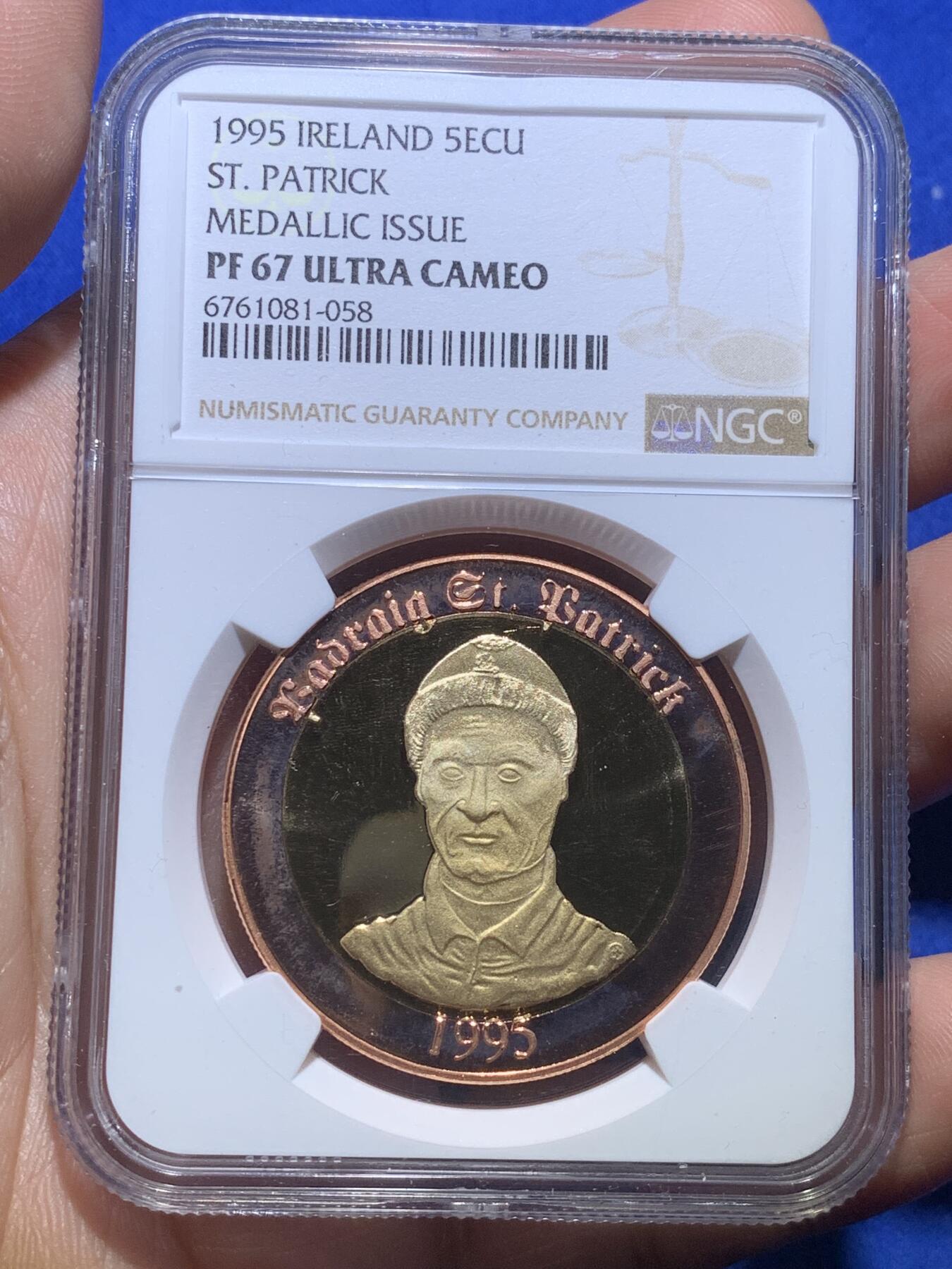 《竞宝斋》第269场- 周日，周一，周二  3场连拍 （全场包邮） NGC PF67UC 爱尔兰1995年圣帕特里克5欧元双金属精制币 唯一亚军分 更高分仅一枚