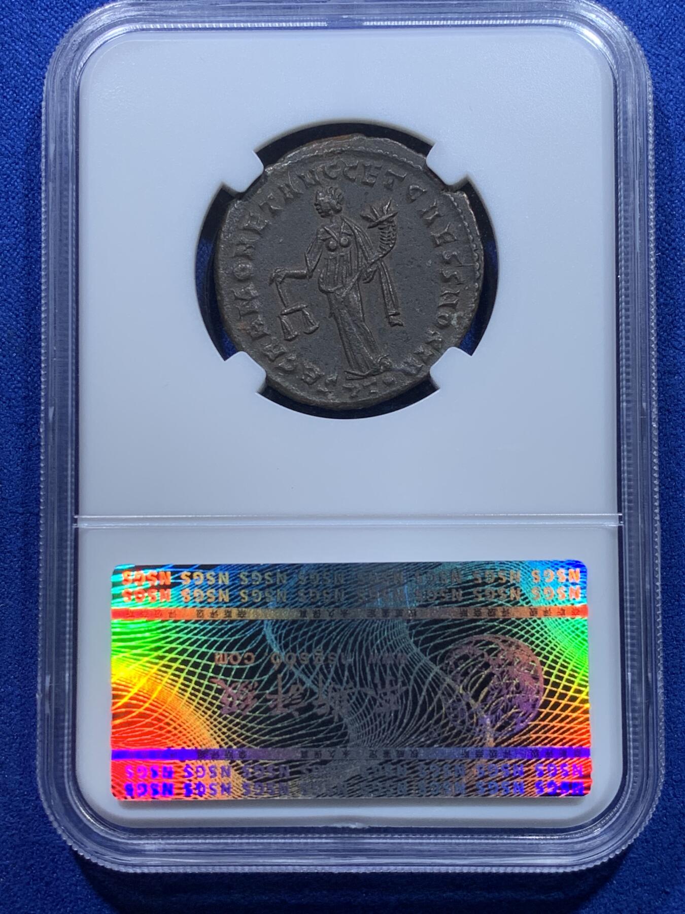 《竞宝斋》第269场- 周日，周一，周二  3场连拍 （全场包邮） 奈斯评级 AU 古罗马戴克里先皇帝富利大铜币  著名的四帝共治皇帝 背财富女神寓意好 艺术性好观感极佳