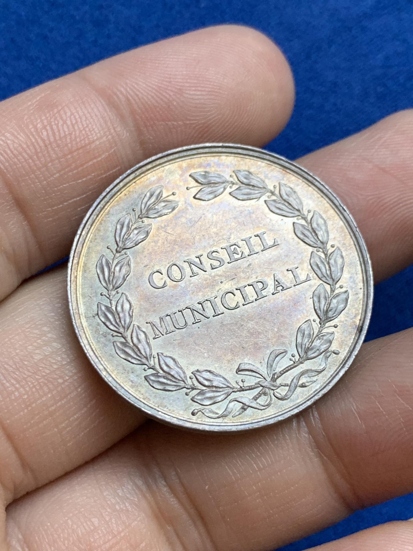 《竞宝斋》第271场-八角与章专场 周日，周一，周二  3场连拍 （全场包邮） 法国银质代币，苏瓦松市议会，13.71g，32.8mm，早期无边铭