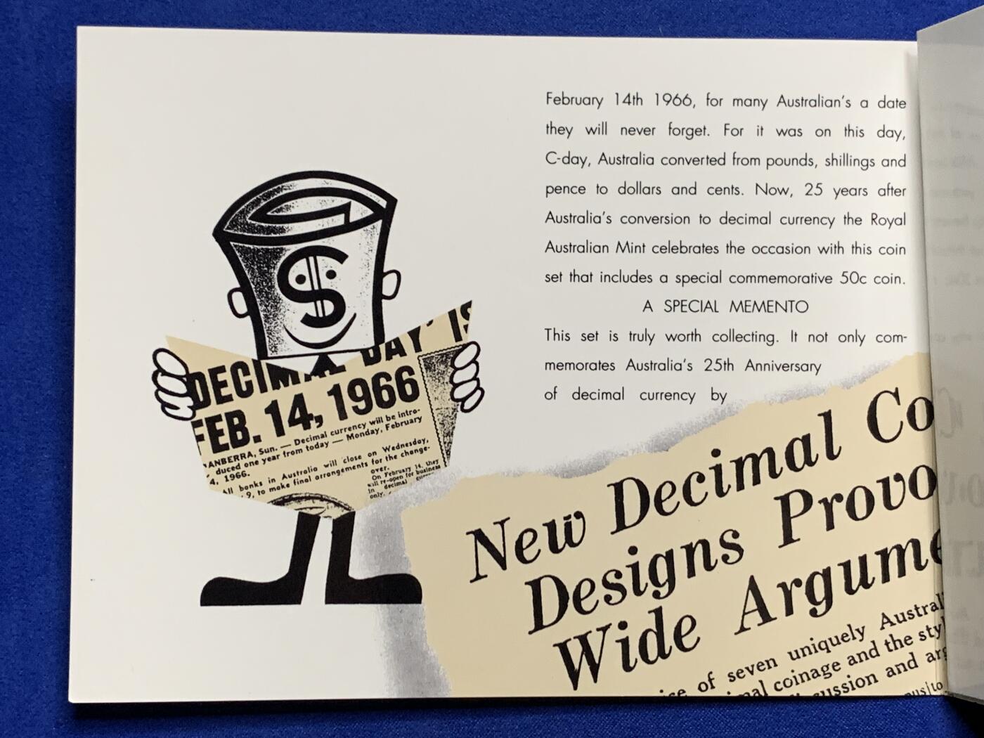 《竞宝斋》第269场- 周日，周一，周二  3场连拍 （全场包邮） 1991年澳大利亚皇家造币厂官方套币 带50分流通纪念币1枚