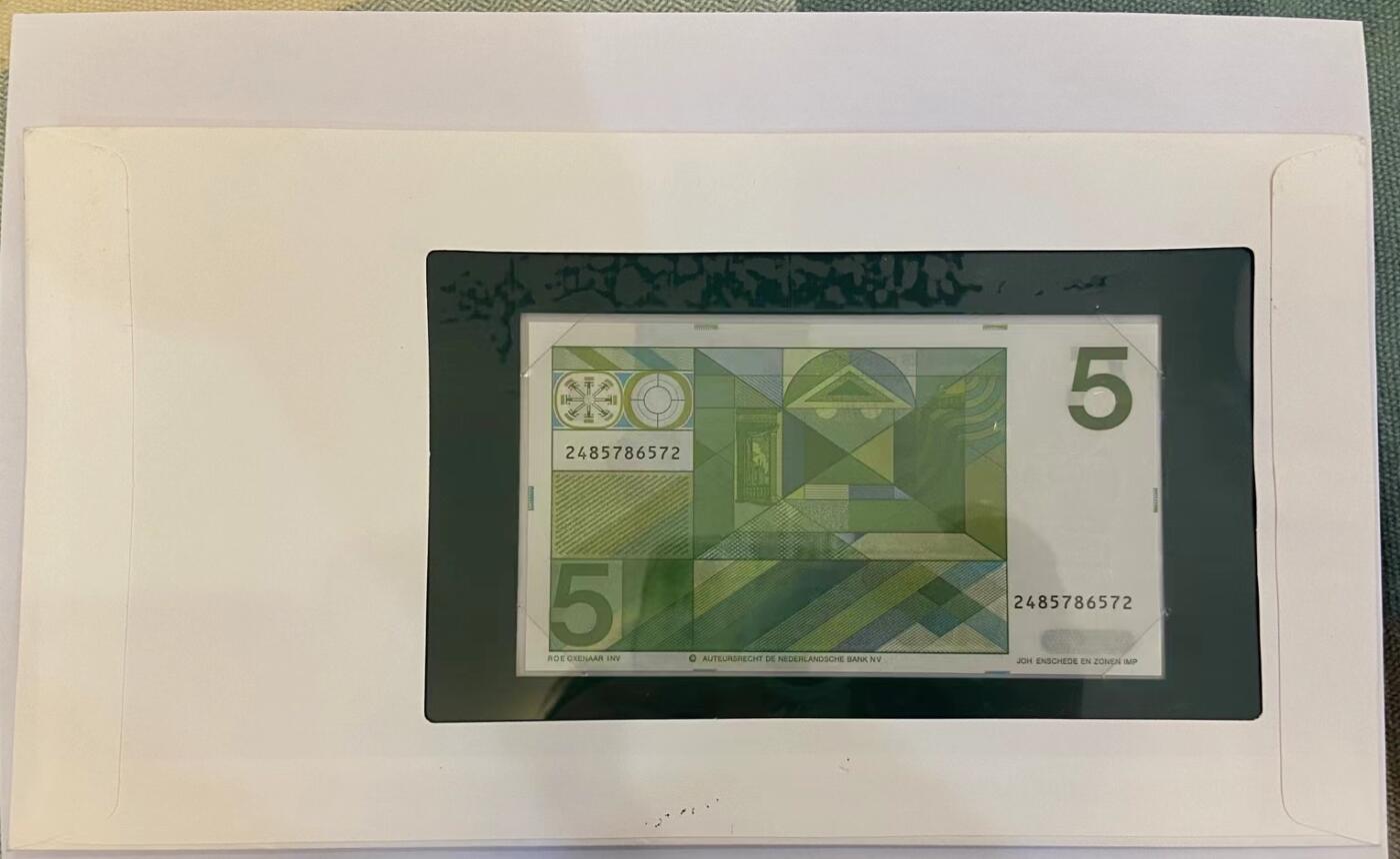 【炜奕收藏】世界精选纸币裸钞专场 富兰克林信用荷兰5盾，全新未拆封