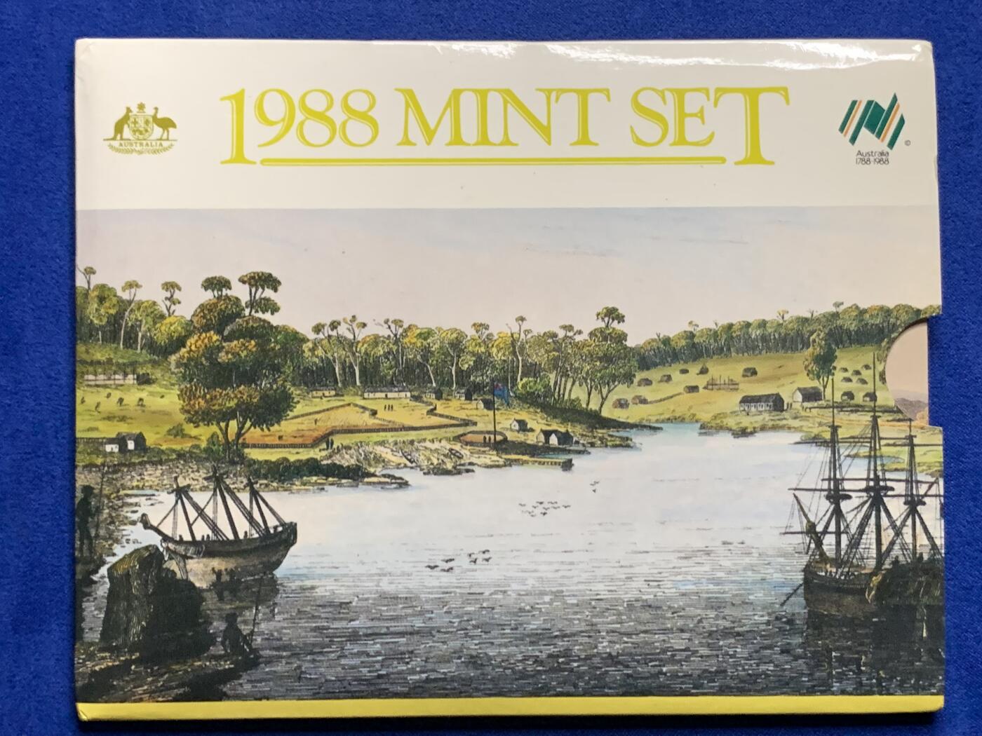 《竞宝斋》第269场- 周日，周一，周二  3场连拍 （全场包邮） 1988年澳大利亚皇家造币厂官方套币 带50分 1元流通纪念币2枚