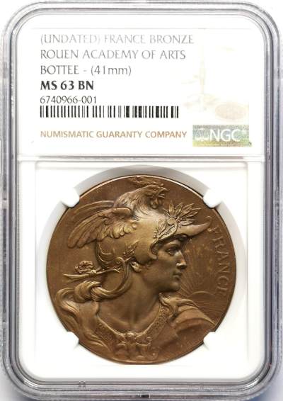 凡希社世界钱币微拍第二百六十九期 - 十九世纪法国鲁昂艺术学院铜章NGC-MS63