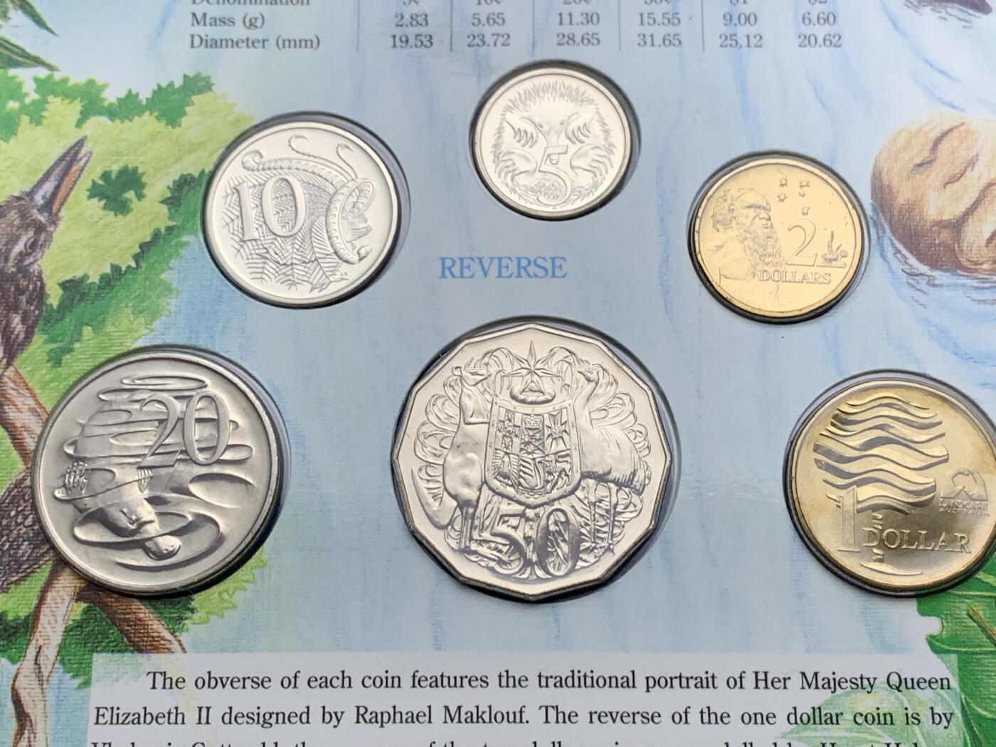 《竞宝斋》第269场- 周日，周一，周二  3场连拍 （全场包邮） 1993年澳大利亚皇家造币厂官方套币 带1元流通纪念币