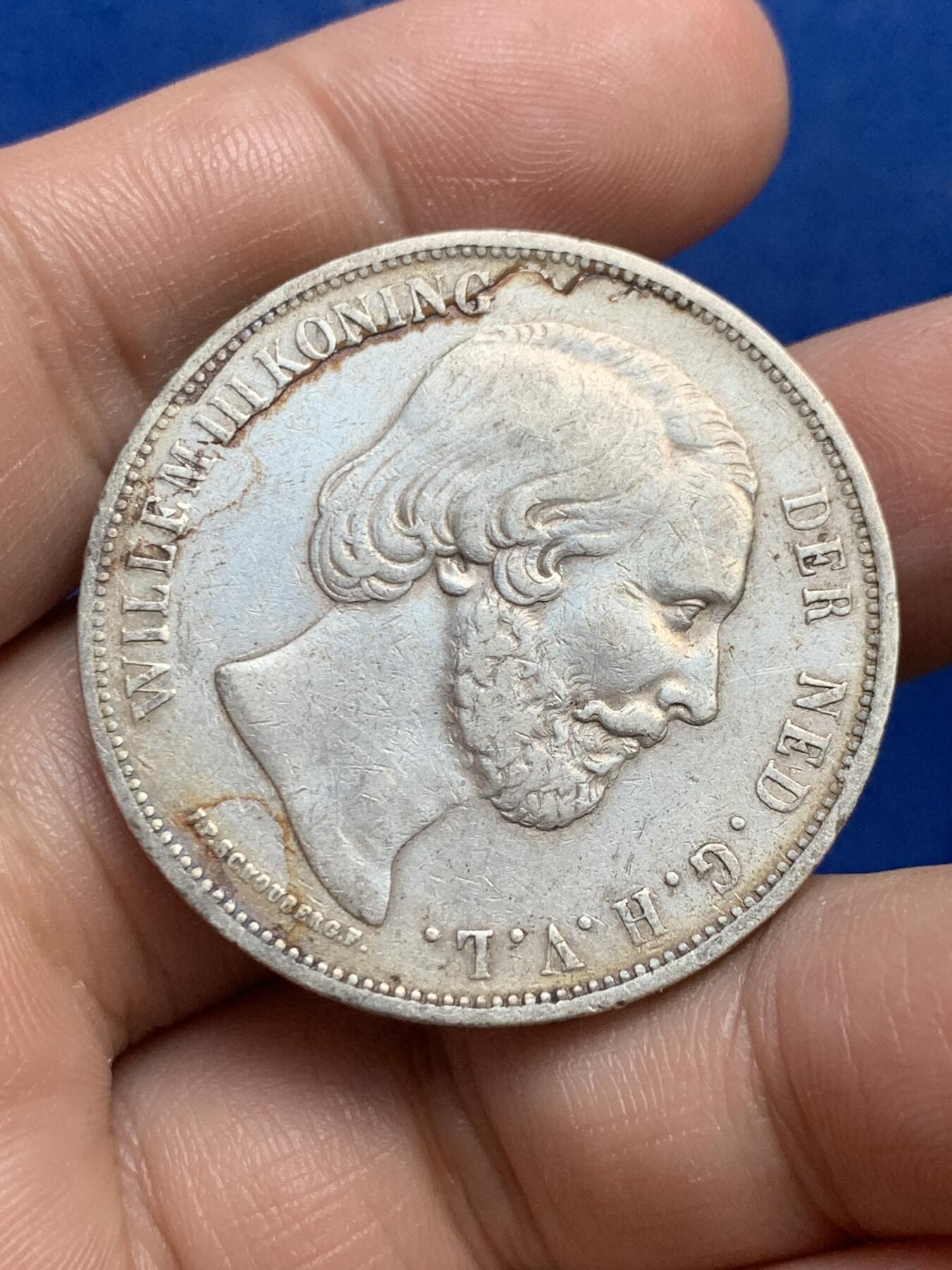 《竞宝斋》第269场- 周日，周一，周二  3场连拍 （全场包邮） 1870年 荷兰 威廉三世2.5盾 银币