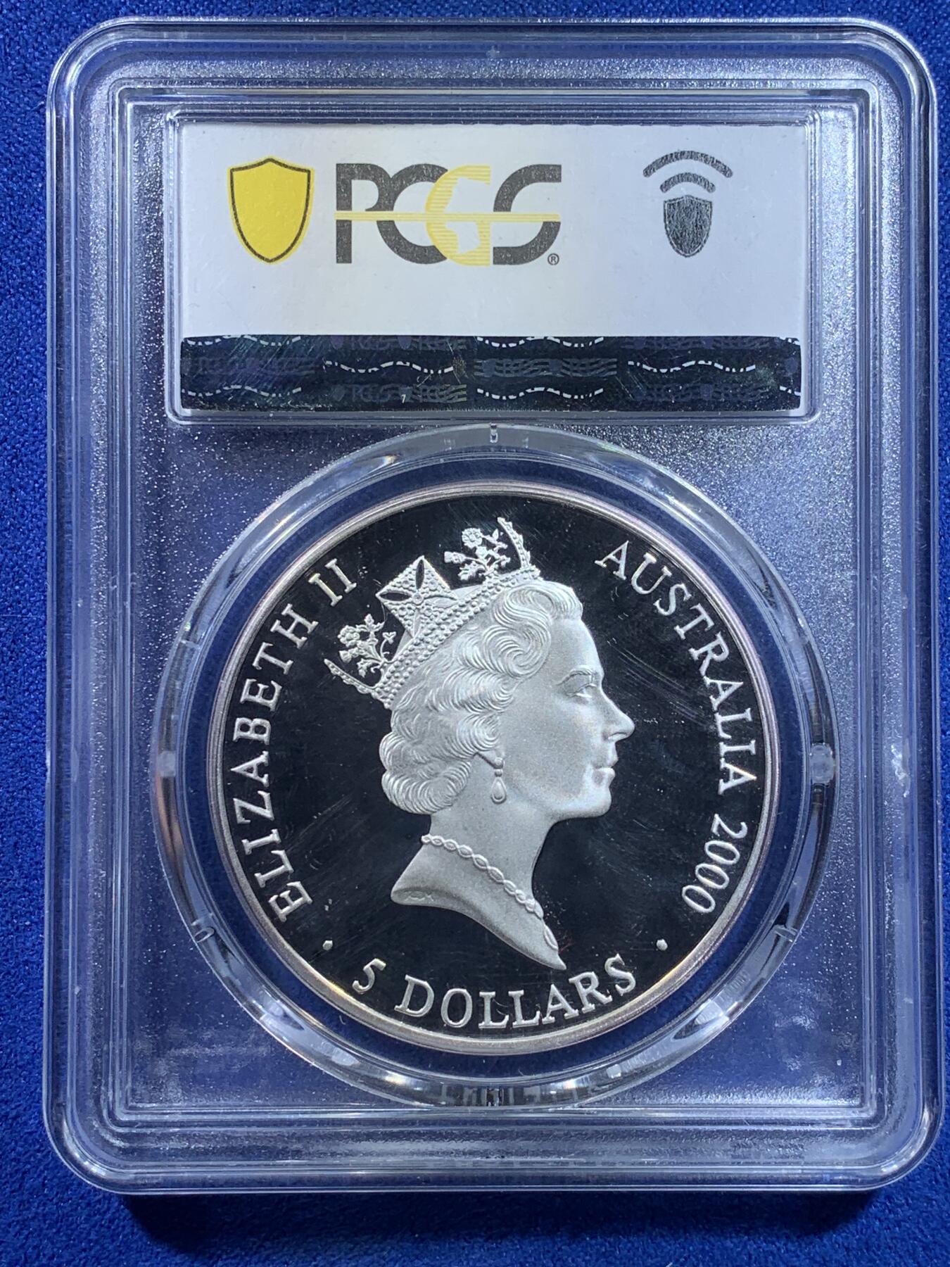 《竞宝斋》第269场- 周日，周一，周二  3场连拍 （全场包邮） PCGS PR69DCAM 澳大利亚 2000年悉尼奥运会5元彩色精制银币 澳大利亚地图