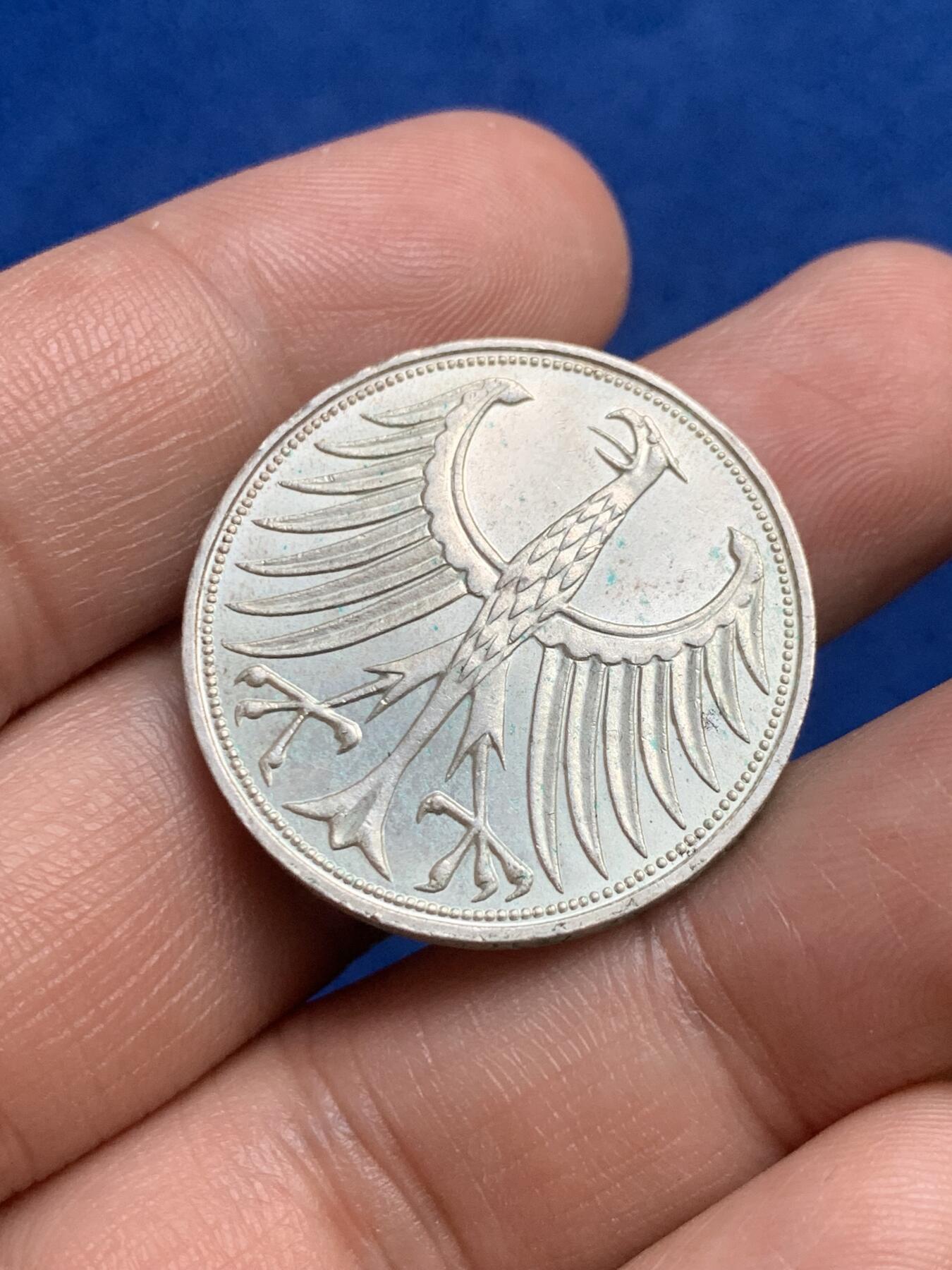 《竞宝斋》第269场- 周日，周一，周二  3场连拍 （全场包邮） 西德1970年5马克银币 掉毛的老鹰不如鸡