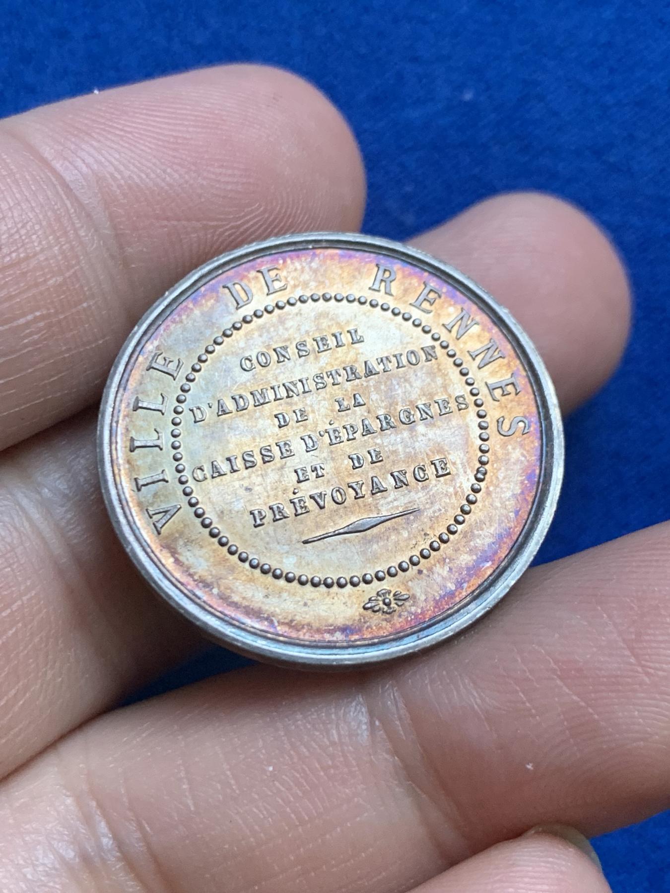 《竞宝斋》第271场-八角与章专场 周日，周一，周二  3场连拍 （全场包邮） 法国银质jeton，布列塔尼雷恩储蓄银行，9.66g，27.8mm，丰饶角边铭