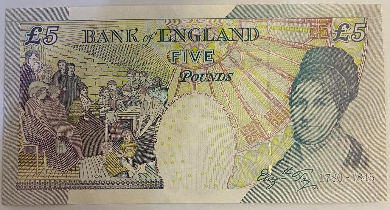 【炜奕收藏】世界精选纸币裸钞专场 英国E序列再版5磅，UNC品相，号码全小号