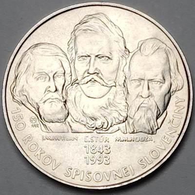 布加迪🐬～世界钱币🌾第 119 期 /  各国币及散币 - 斯洛伐克 1993年 斯洛伐克语150周年200克朗纪念银币