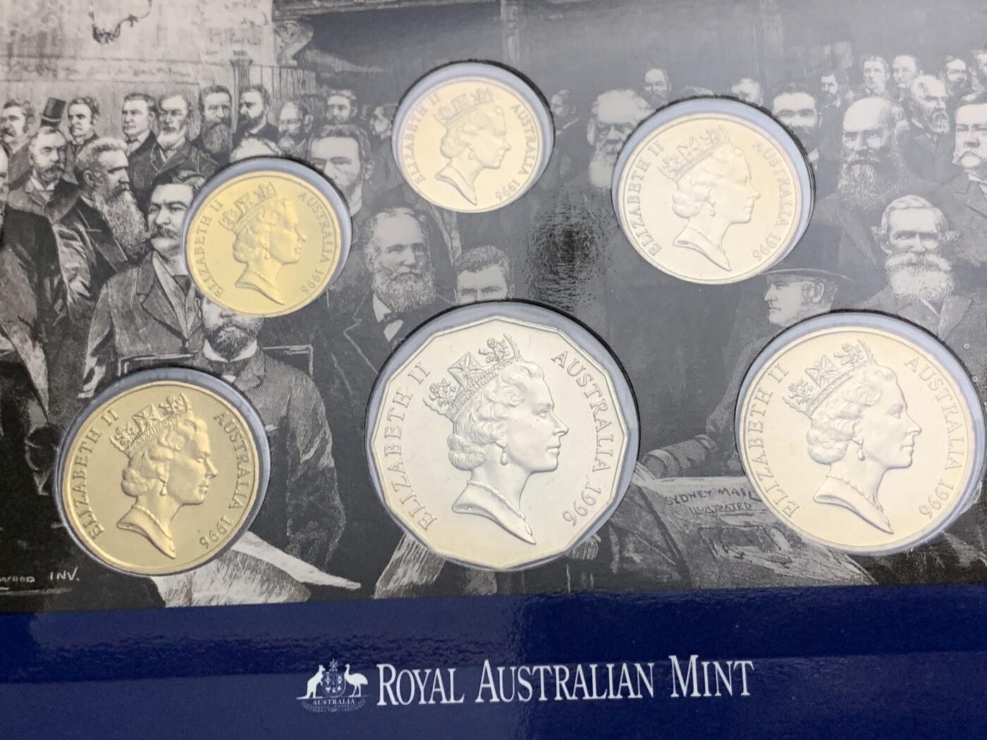 《竞宝斋》第269场- 周日，周一，周二  3场连拍 （全场包邮） 1996年澳大利亚皇家造币厂官方套币 带1元流通记念币