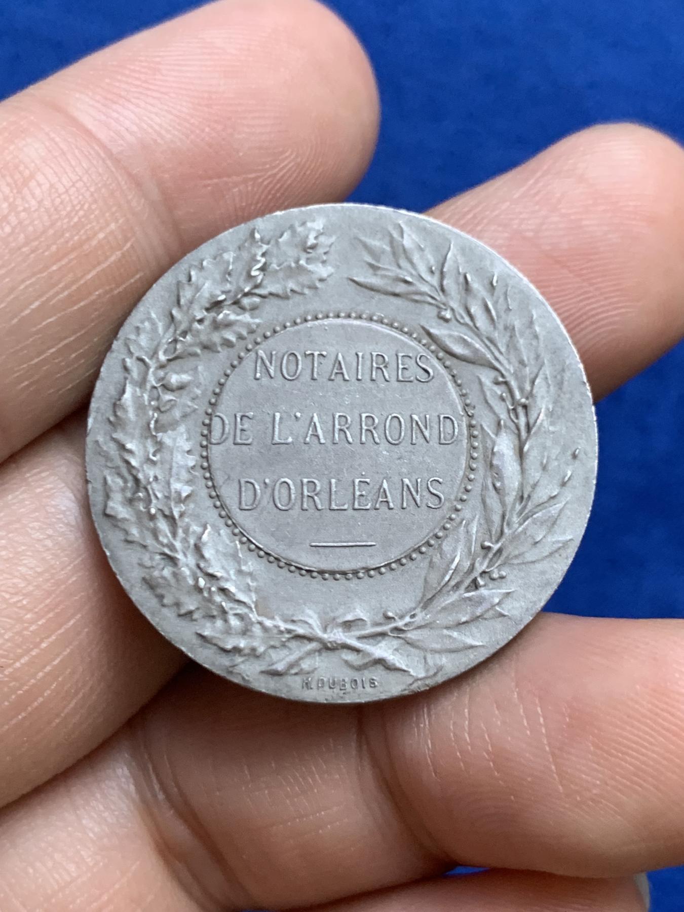 《竞宝斋》第271场-八角与章专场 周日，周一，周二  3场连拍 （全场包邮） 法国奥尔良公证人银质代币，14.48g，31.6mm，丰饶角1argent边铭