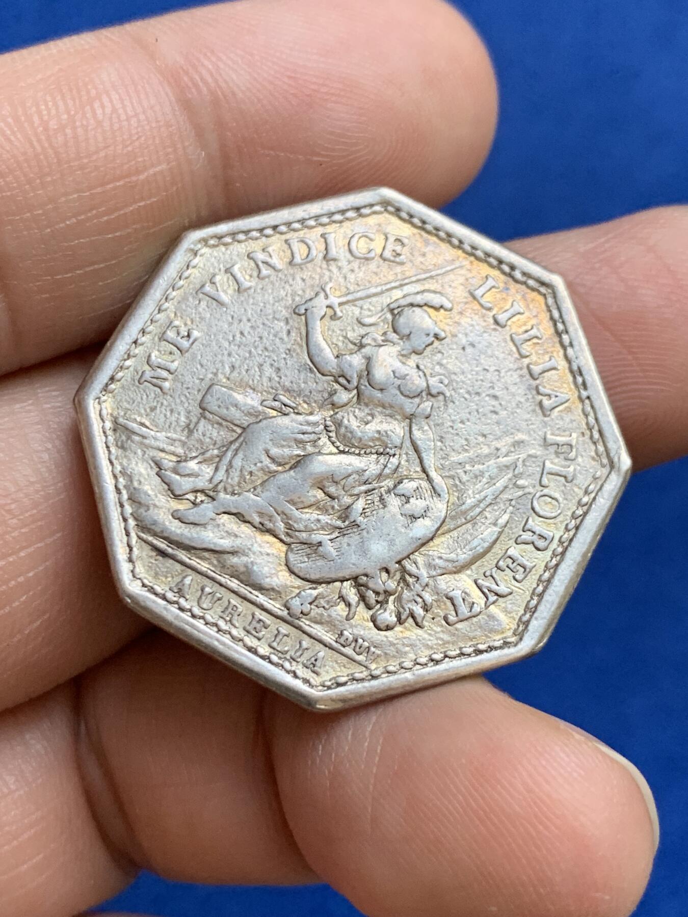 《竞宝斋》第271场-八角与章专场 周日，周一，周二  3场连拍 （全场包邮） 法国八角银质代币，奥尔良市政厅，13.73g，32.2mm，1832年之前无边铭