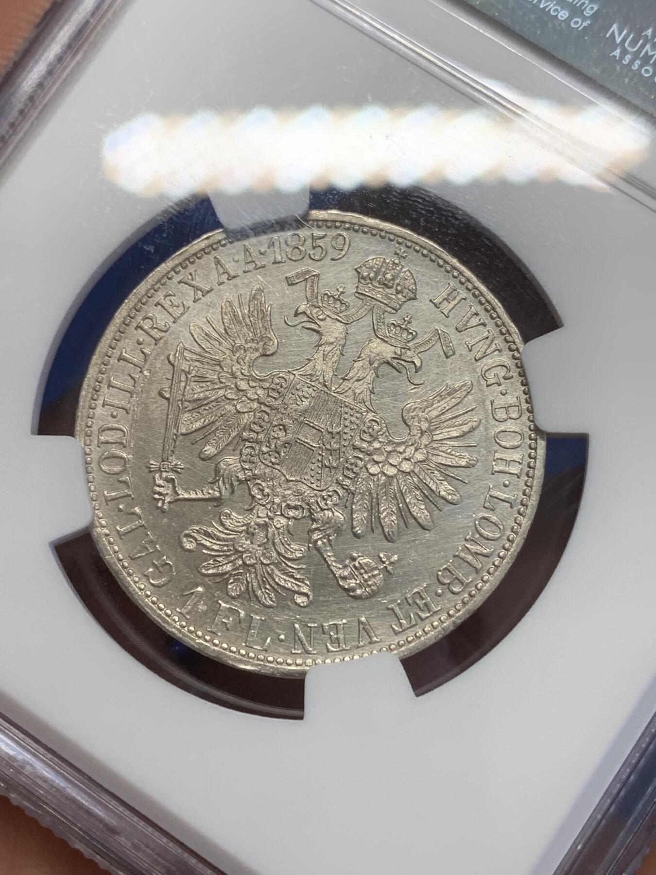 《竞宝斋》第269场- 周日，周一，周二  3场连拍 （全场包邮） NGC UNCD 奥地利1859年早期佛罗林银币