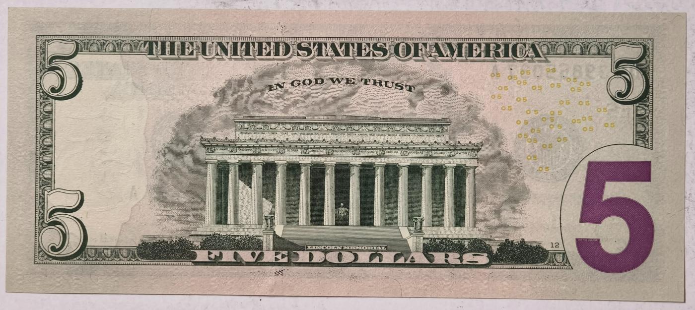 紫瑗钱币——第351期拍卖——纸币场 美国 2021年 E版 无序列 亚伯拉罕·林肯 5美元 彩色版 UNC