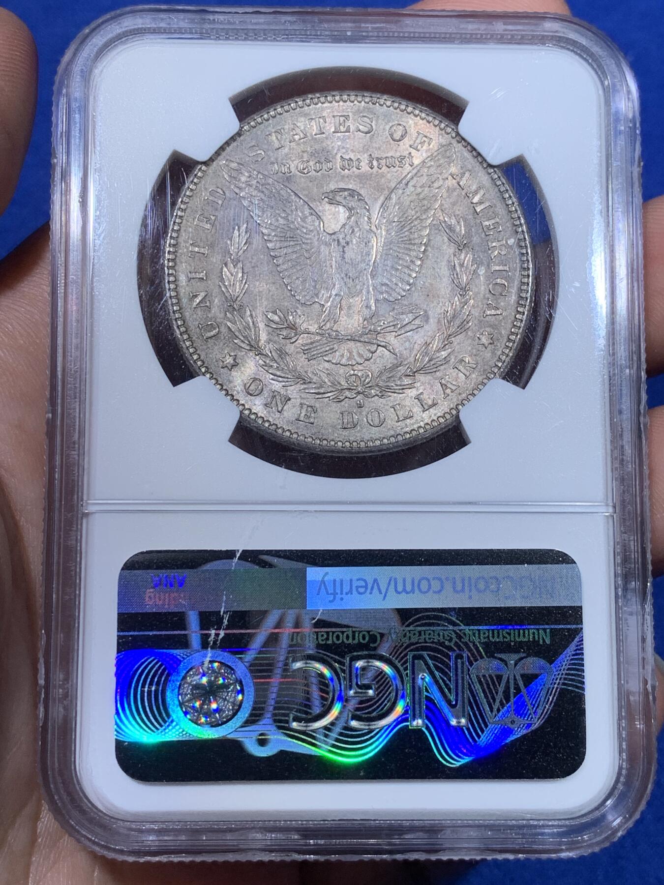 《竞宝斋》第269场- 周日，周一，周二  3场连拍 （全场包邮） NGC MS63 美国1878年摩根1美元大银币 摩根首年 通体栗色 深彩包浆 状态极佳