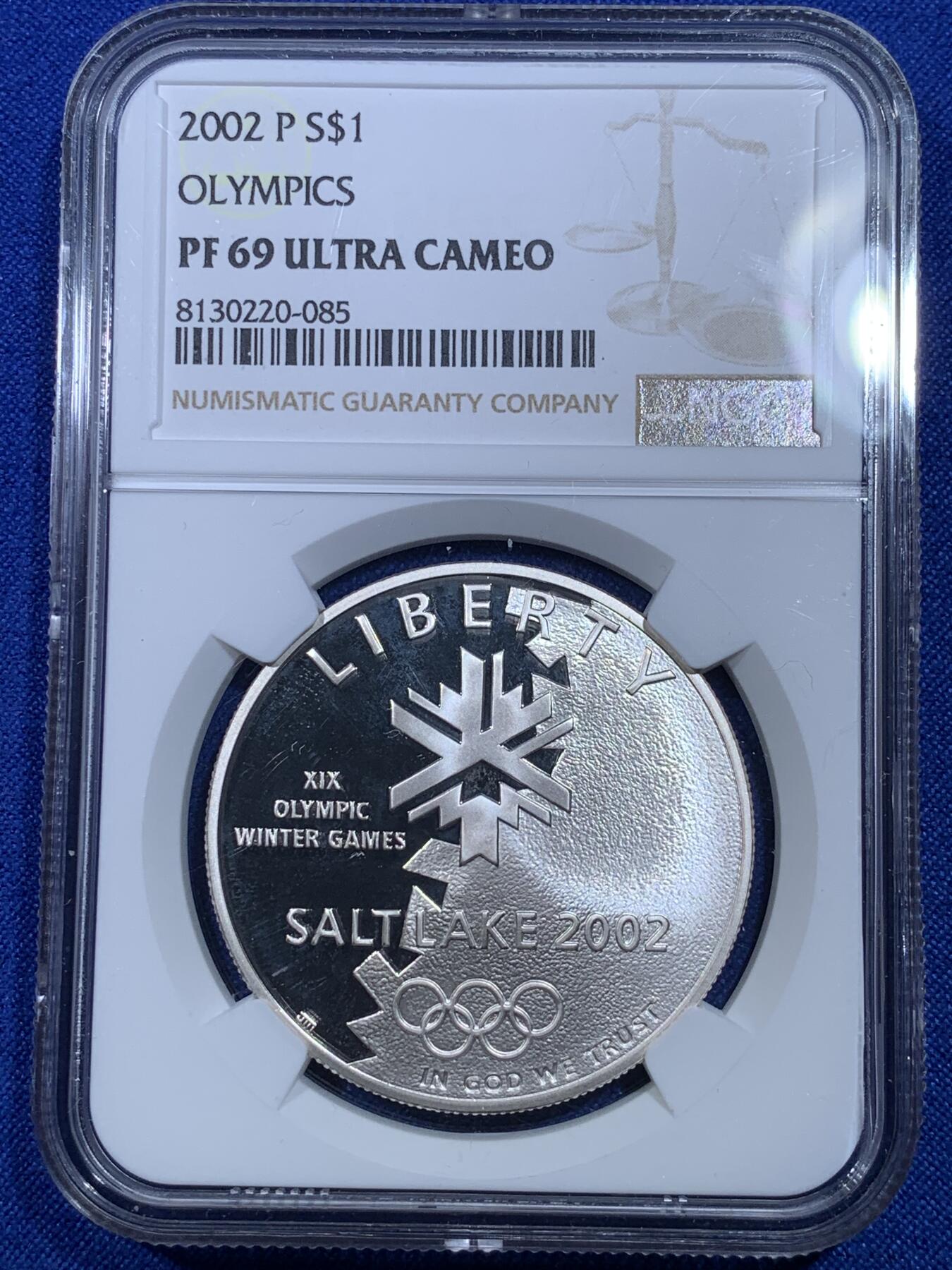 《竞宝斋》第269场- 周日，周一，周二  3场连拍 （全场包邮） NGC PF69UC 美国2002年P版盐湖城冬奥会1美元大银币