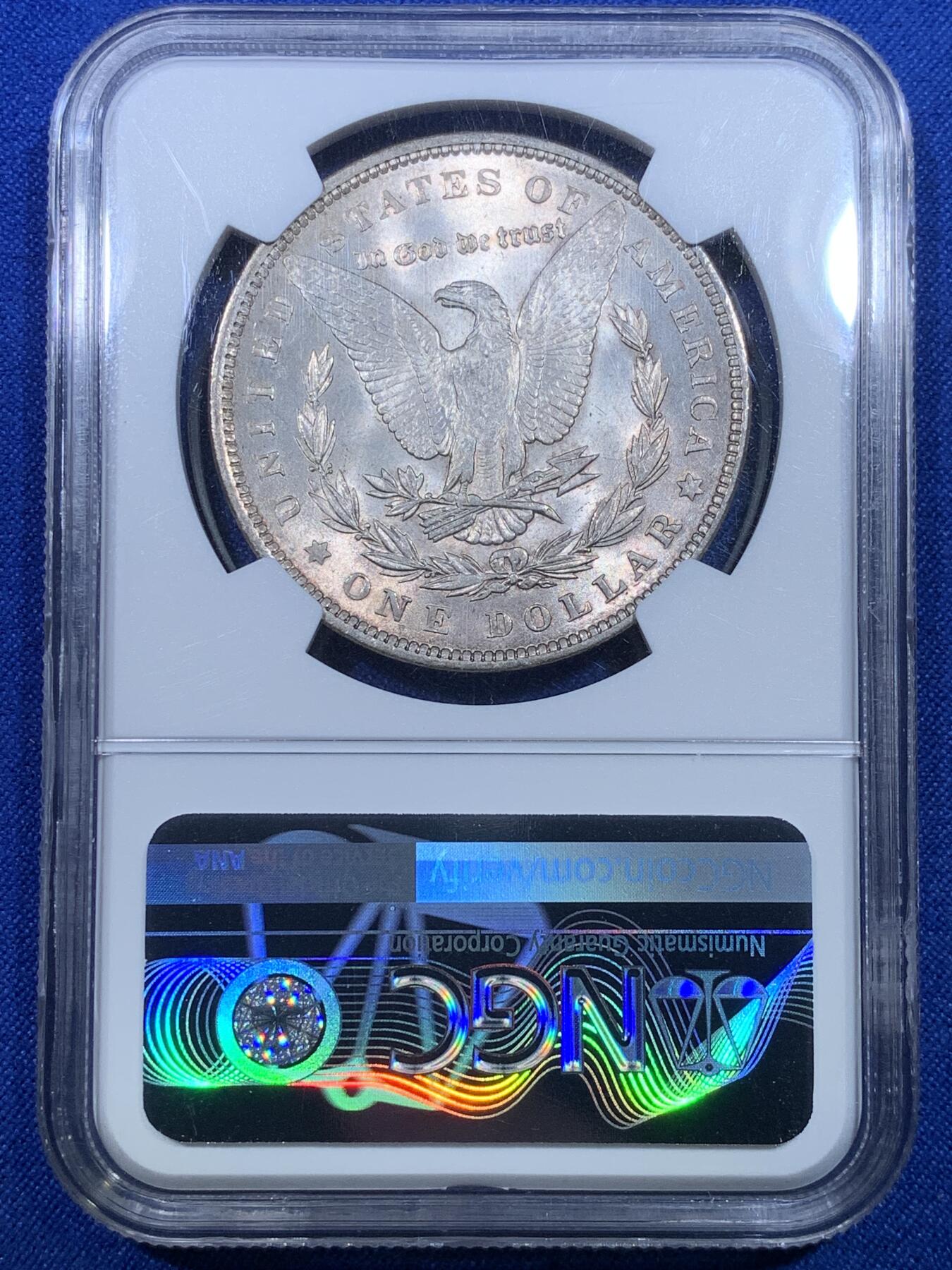 《竞宝斋》第269场- 周日，周一，周二  3场连拍 （全场包邮） NGC MS64 美国 1888年 摩根银币 原味五彩 美轮美奂