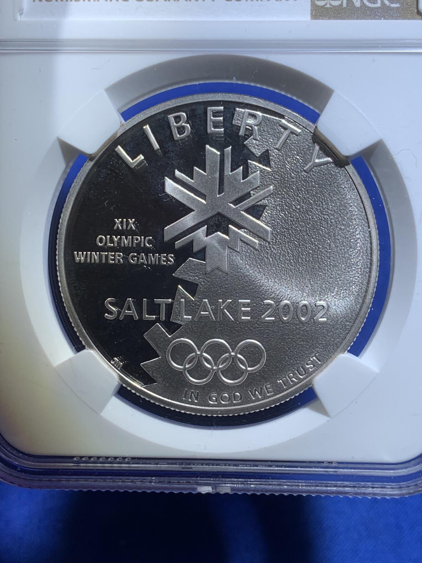 《竞宝斋》第269场- 周日，周一，周二  3场连拍 （全场包邮） NGC PF69UC 美国2002年P版盐湖城冬奥会1美元大银币